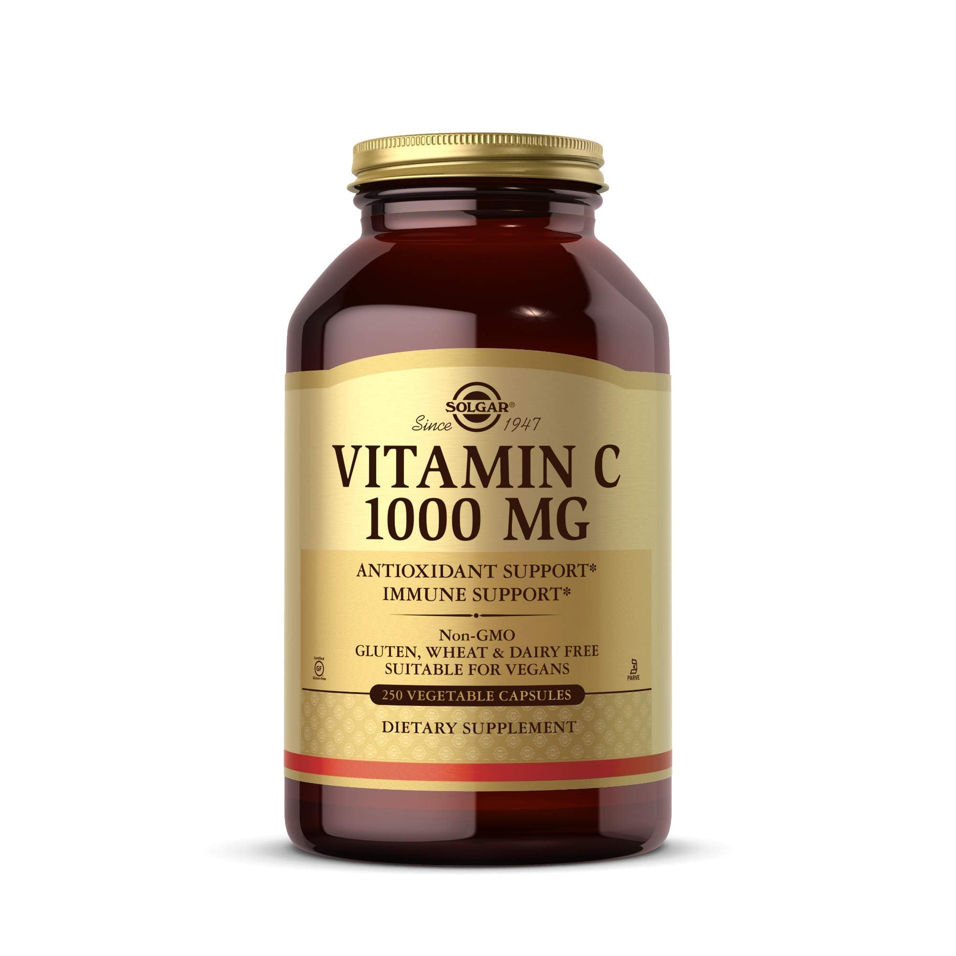 Solgar Vitamin C 1000 mg, 250 Vegetable Capsules - Antioxidant & Immune Support - Overall Health - Healthy Skin & Joints - Bioflavonoids Supplement - Non GMO, Vegan, Gluten No, Kosher - 250 Servings - Medaid International