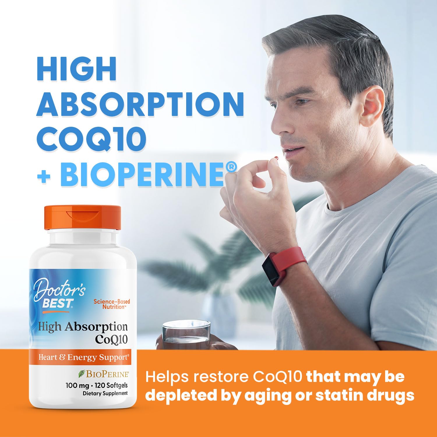 Doctor's Best High Absorption CoQ10 with BioPerine, Gluten Free, Naturally Fermented, Heart Health, Energy Production, 100 mg, 120 Count - Medaid International