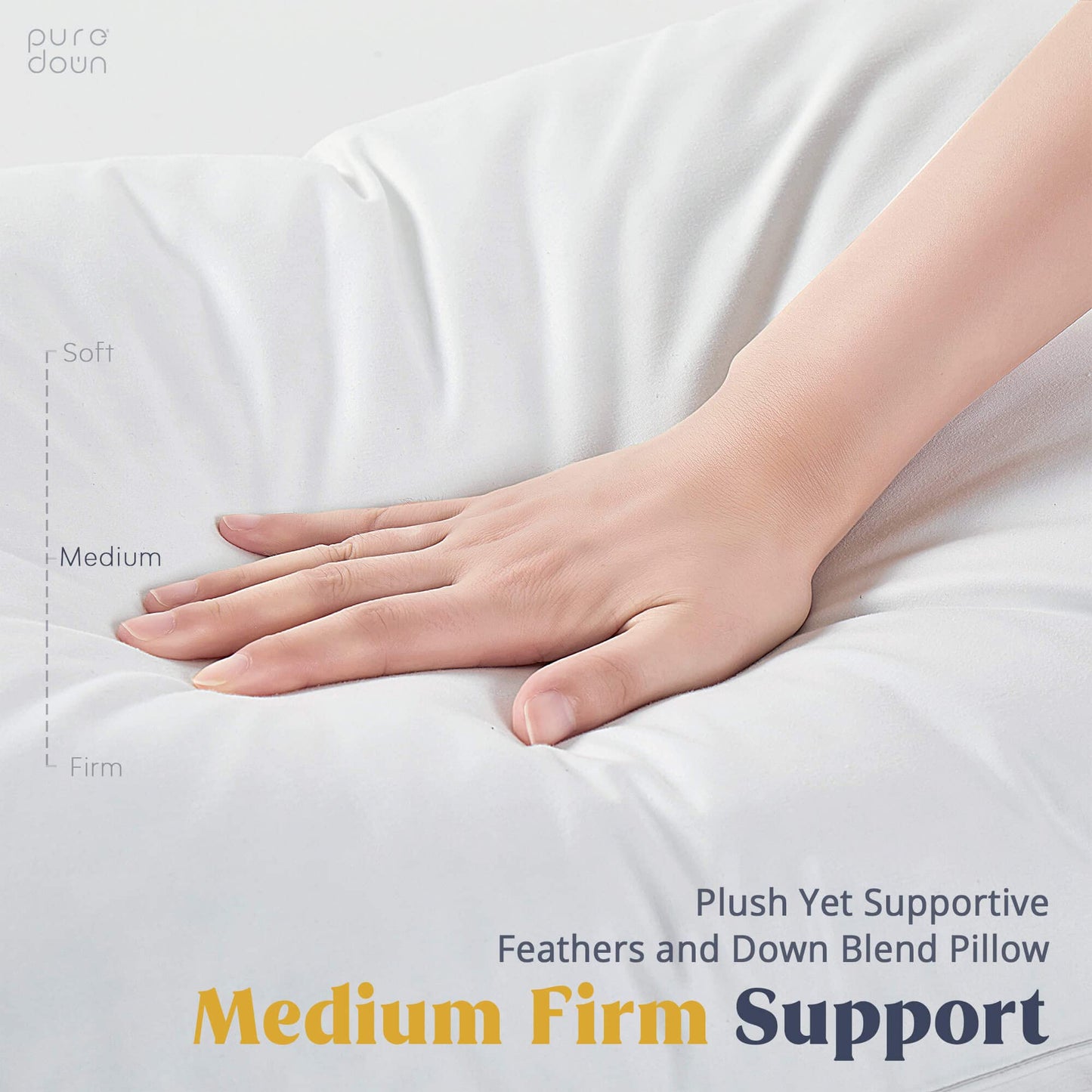 puredown® Goose Feathers and Down White Pillows with 100% Cotton Cover, Bed Sleeping Hotel Collection Pillows Set of 2, Standard Size - Medaid International