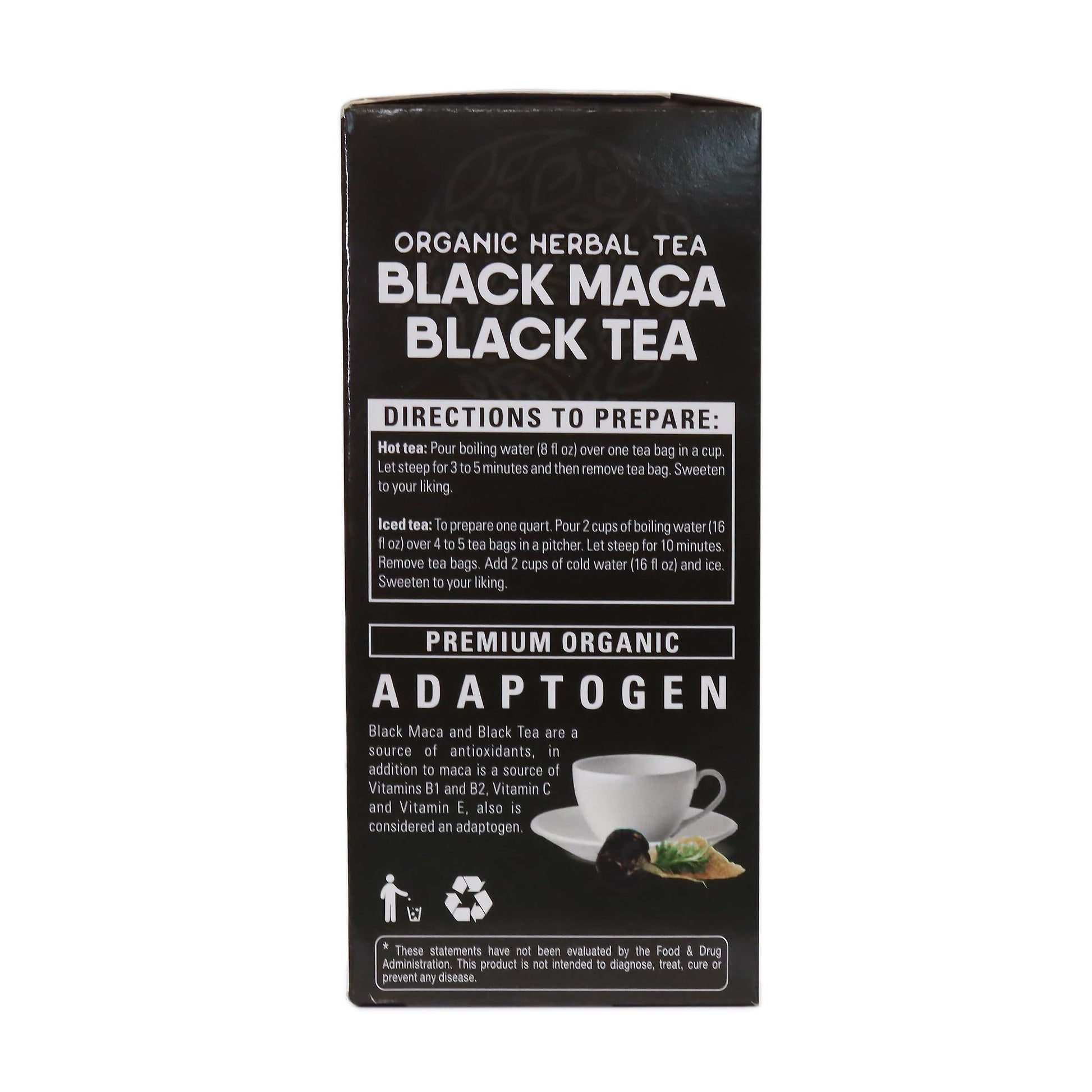 OS ORGANIC SIDE | 2-pack Organic Black Maca Tea 40 Bags | Energizing Herbal Formula Featuring Premium Black Leaves And Maca Root | Natural Source Of Antioxidants | Adaptogens - Medaid International