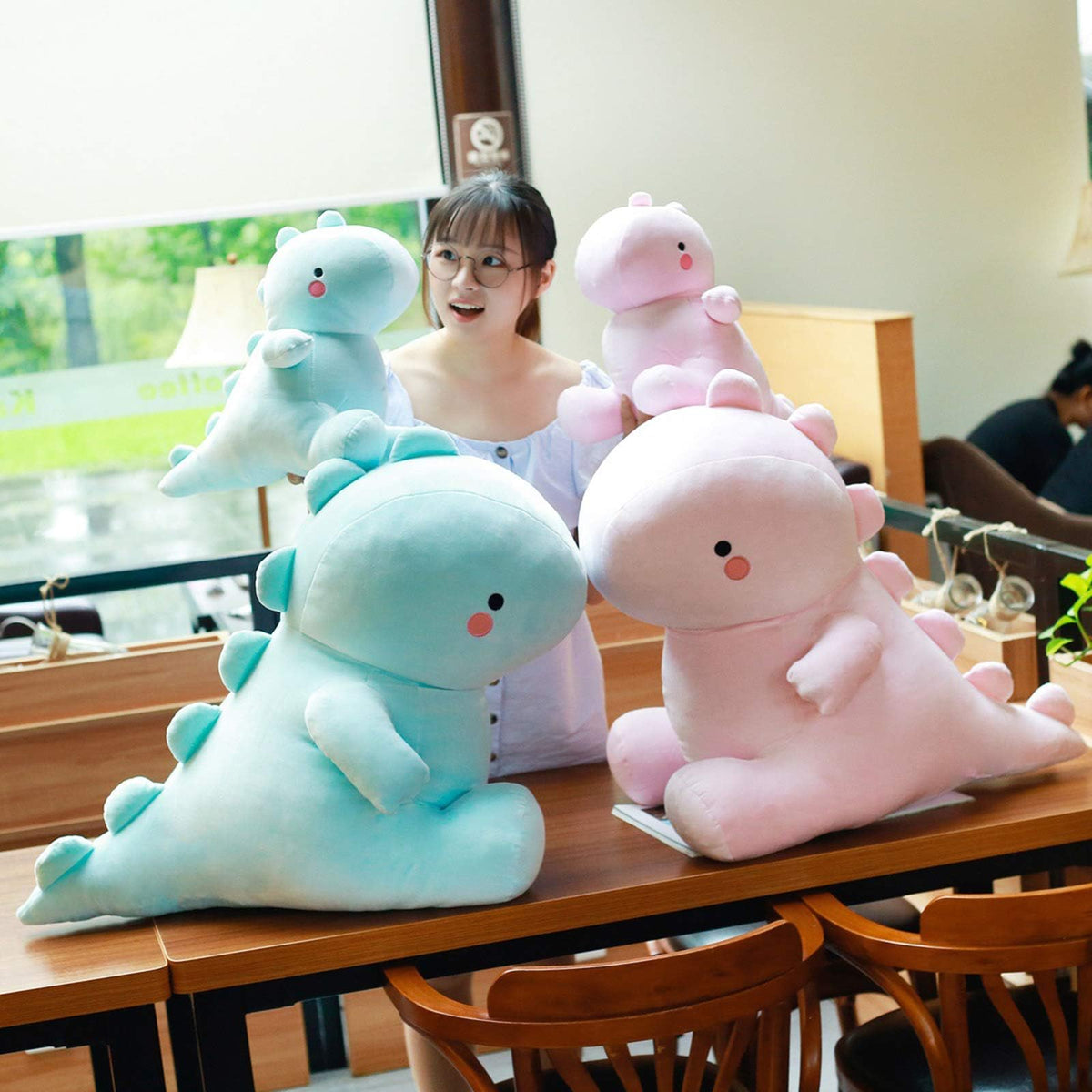KASTWAVE Soft Pink Dinosaur Plush Toy, 20-Inch Stuffed Animal, Cute Dino Plushie for Kids, Girls' and Boys' Birthday Gift, Cuddly Dinosaur Doll