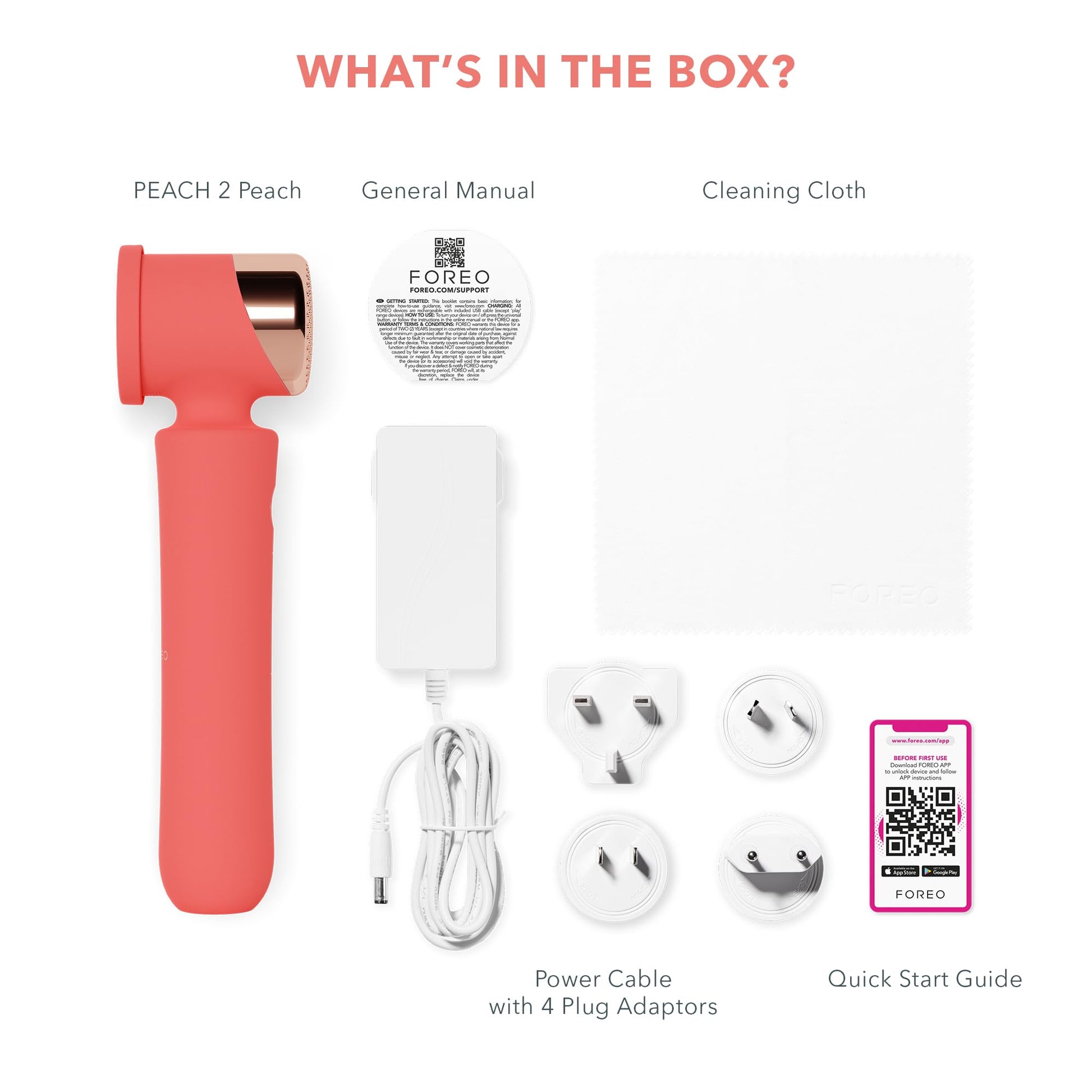 FOREO PEACH 2 IPL Hair Removal Device – Quick & Gentle Hair Reduction – For Full Body & Face – Skin Cooling System – Silicone Shield - Coral - Medaid International