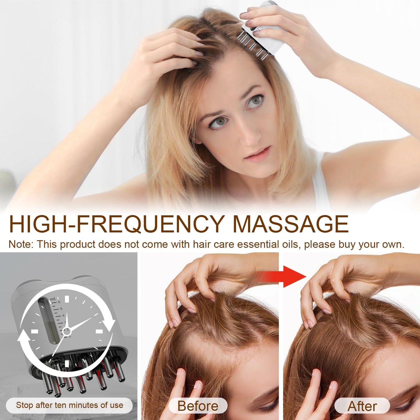 2 in 1 Electric Scalp Massager and Hair Oil Applicator, Hair Massager Scalp Applicator Brush for Hair Growth, Advanced Scalp Care Brush for Hair Oiling - Medaid International