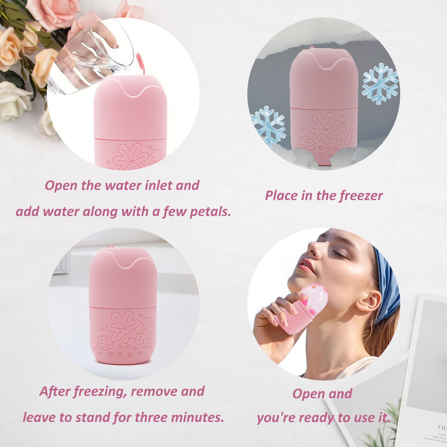 EKIND Silicone Ice Roller for Face and Eye Refillable Facial Massager Beauty Skin Care Tool Mold (Pink) - Medaid International