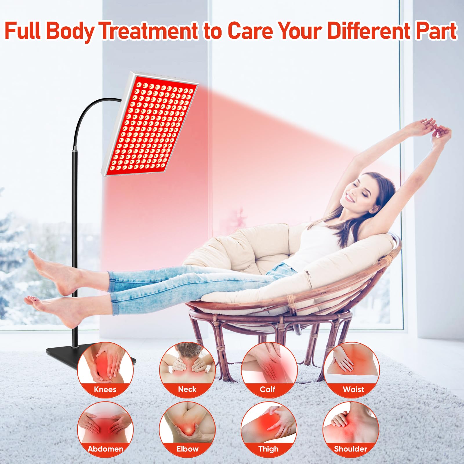Tuohun Red Light Therapy for Face and Body – 150 LED, 660nm Red & 850nm Near Infrared Lamp with Adjustable Stand, Dual Wavelength for Skin, Muscle & Joint Recovery | Home & Professional Use - Medaid International