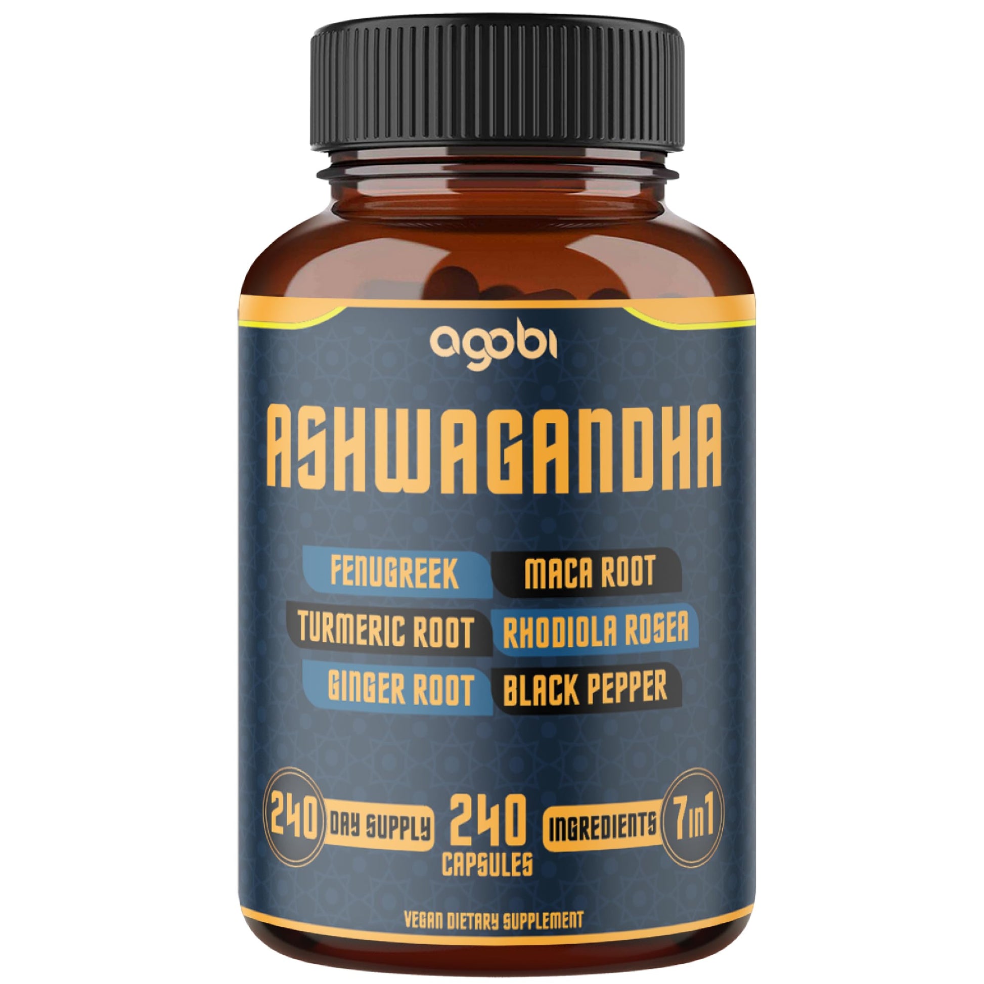 240 Capsules - 8 Month Supply - 7in1 with Fenugreek, Maca, Turmeric, Rhodiola, Ginger, and Black Pepper - Mood, Strength, Spirit and Energy Support Supplement - Medaid International