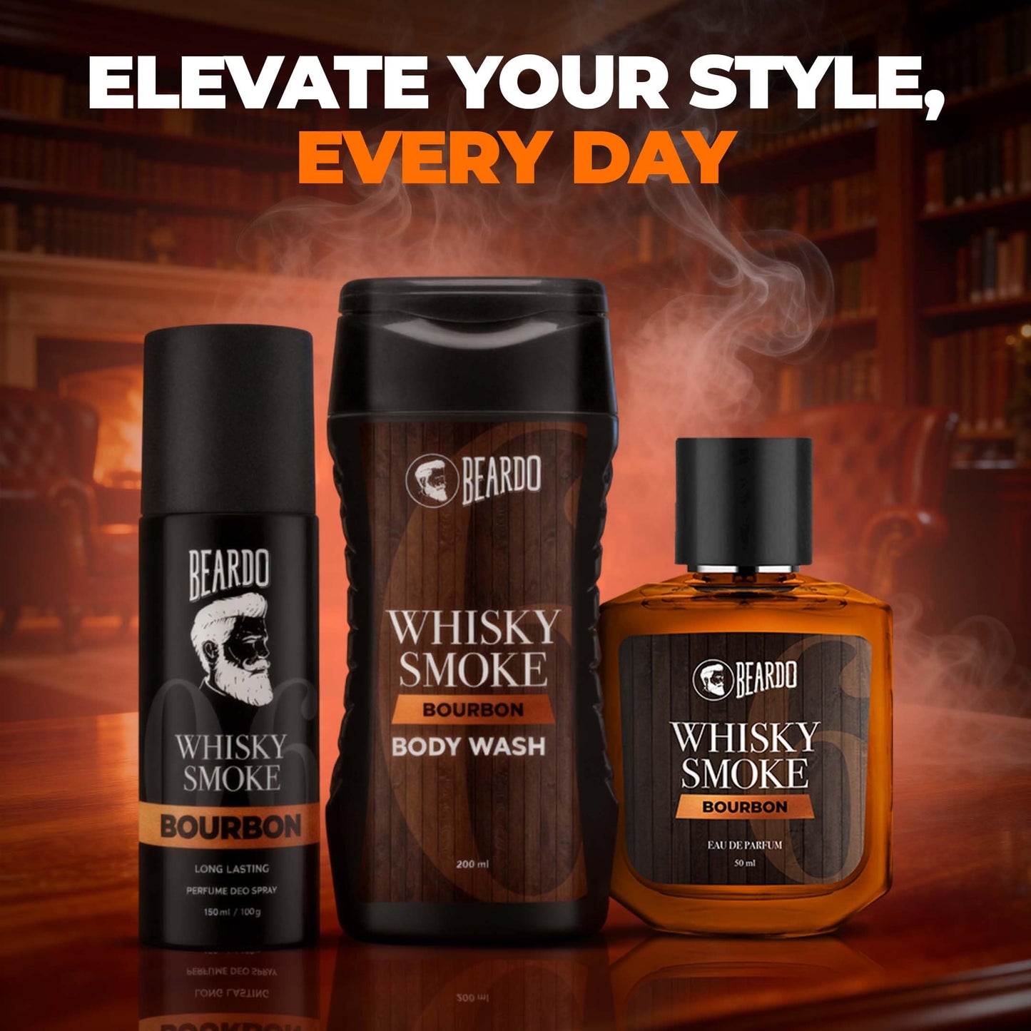 Beardo BOURBON Whisky Smoke Perfume for men, 50ml | Oriental, Woody, Leathery | Long Lasting Mens Perfume | Best Date Night Fragrance Body Spray for Men |Valentines day gift for husband | Gift for - Medaid International