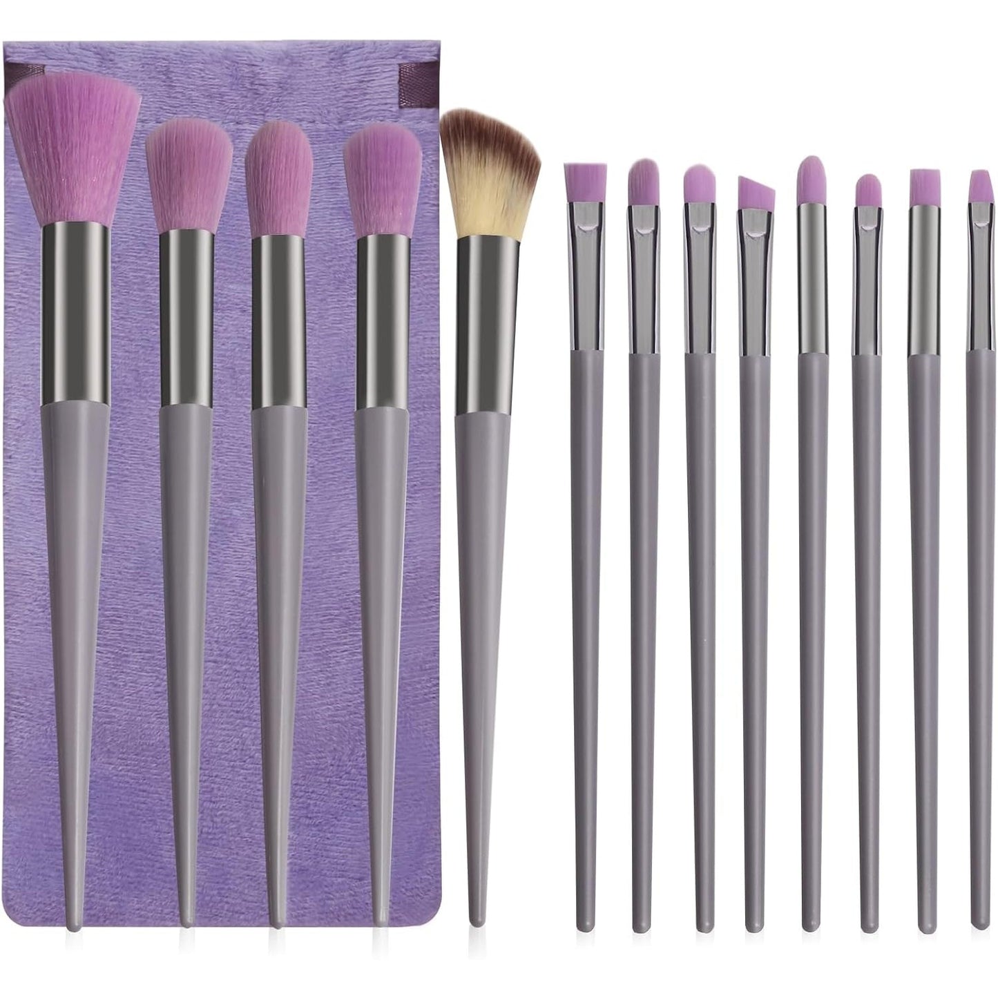 13 Pcs Makeup Brushes Set, Foundation Powder Concealer Eyeshadow Blush Highlighter Eyebrow Brush Make up Brush Set, Travel Makeup Brushes with Cloth Bag for Beginner and Makeup Artist (Purple) - Medaid