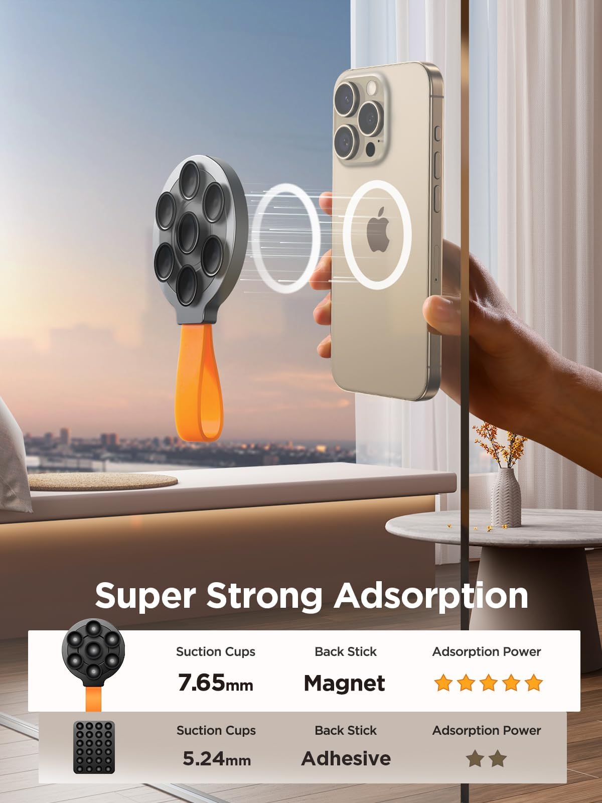 Terrifi Silicone Suction Phone Case Grip Stand Holder, Hands-Free Cell Accessory Magnetic Cup Stand, Suitable For Iphone 15 Pro Max, Selfies And Tiktok Videos