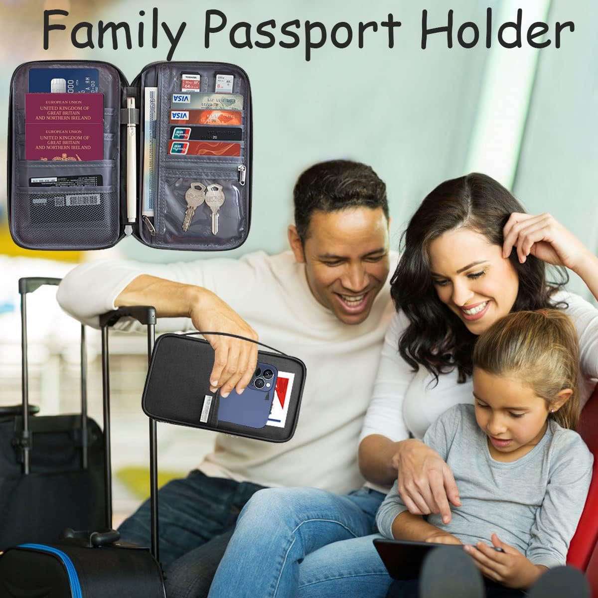 TERRIFI Passport Holder Travel Wallet, Family Travel Document Holders Organiser Wallet for Credit Cards Ticket IDs Keys Smartphone for Men Women, Pink