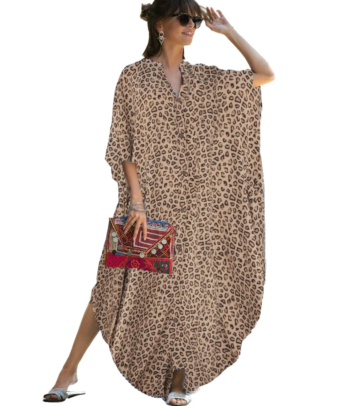 KASTWAVE Maxi Bohemian Dress, Kimono, Beach Coverup