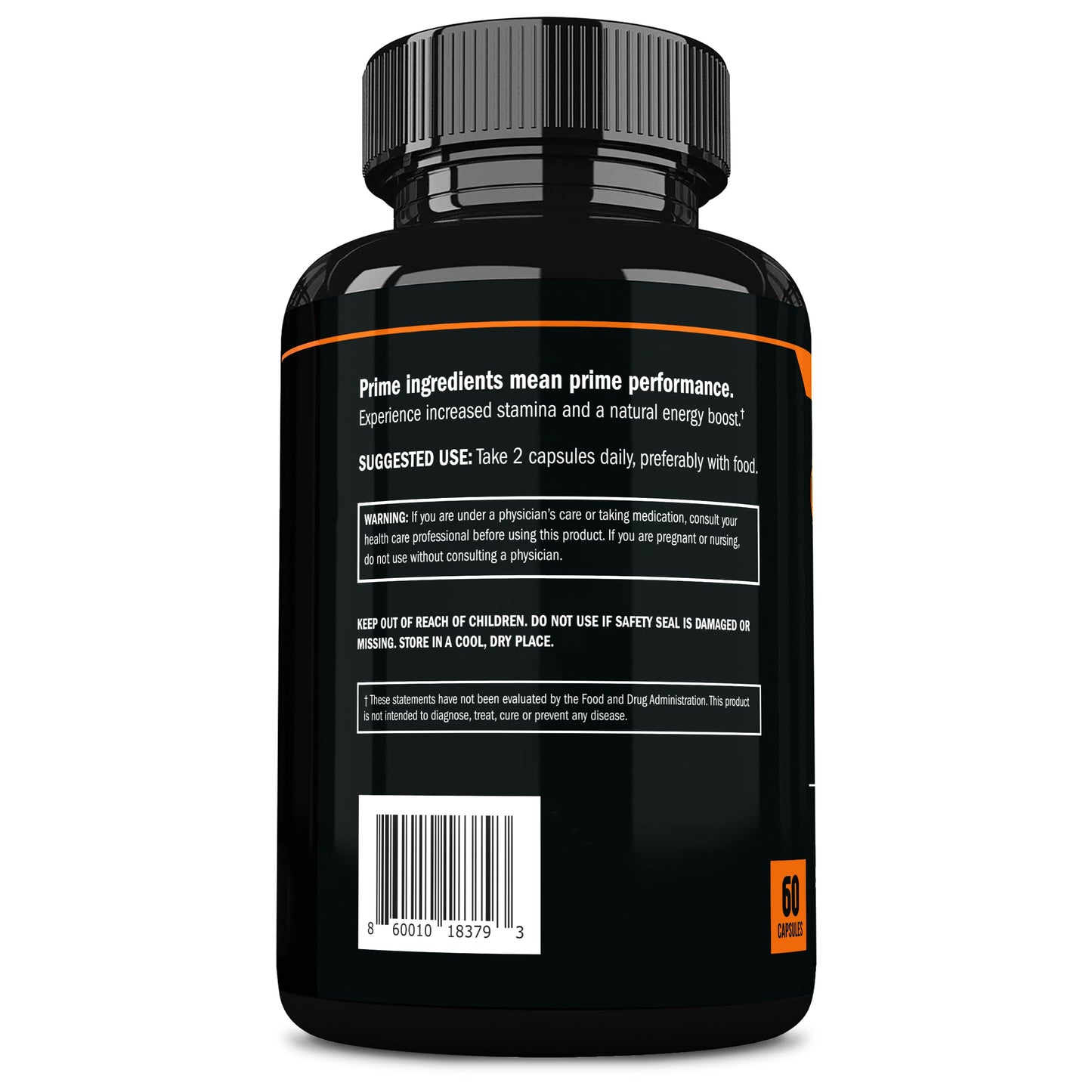 Prime Labs Organic Black Maca Root Capsules 1,200mg - Stamina, Drive, Energy, Vitality - Peruvian 20:1 Extract - for Men & Women - 60 Count - Medaid International