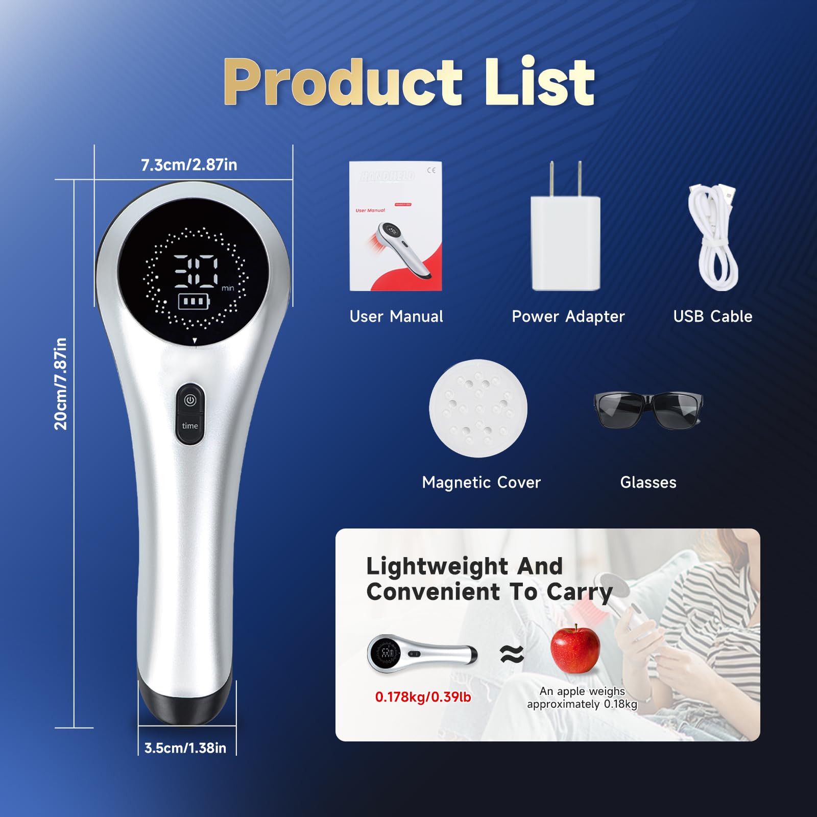 Infrared Red Light Therapy for Pet, Ariysah Cold Laser Therapy Device with Magnetic Cover, Home Handheld Light Therapy Device, Suitable for Body Pain Relief, Gifts for the Elderly(3*808nm+13*650nm) - Medaid International