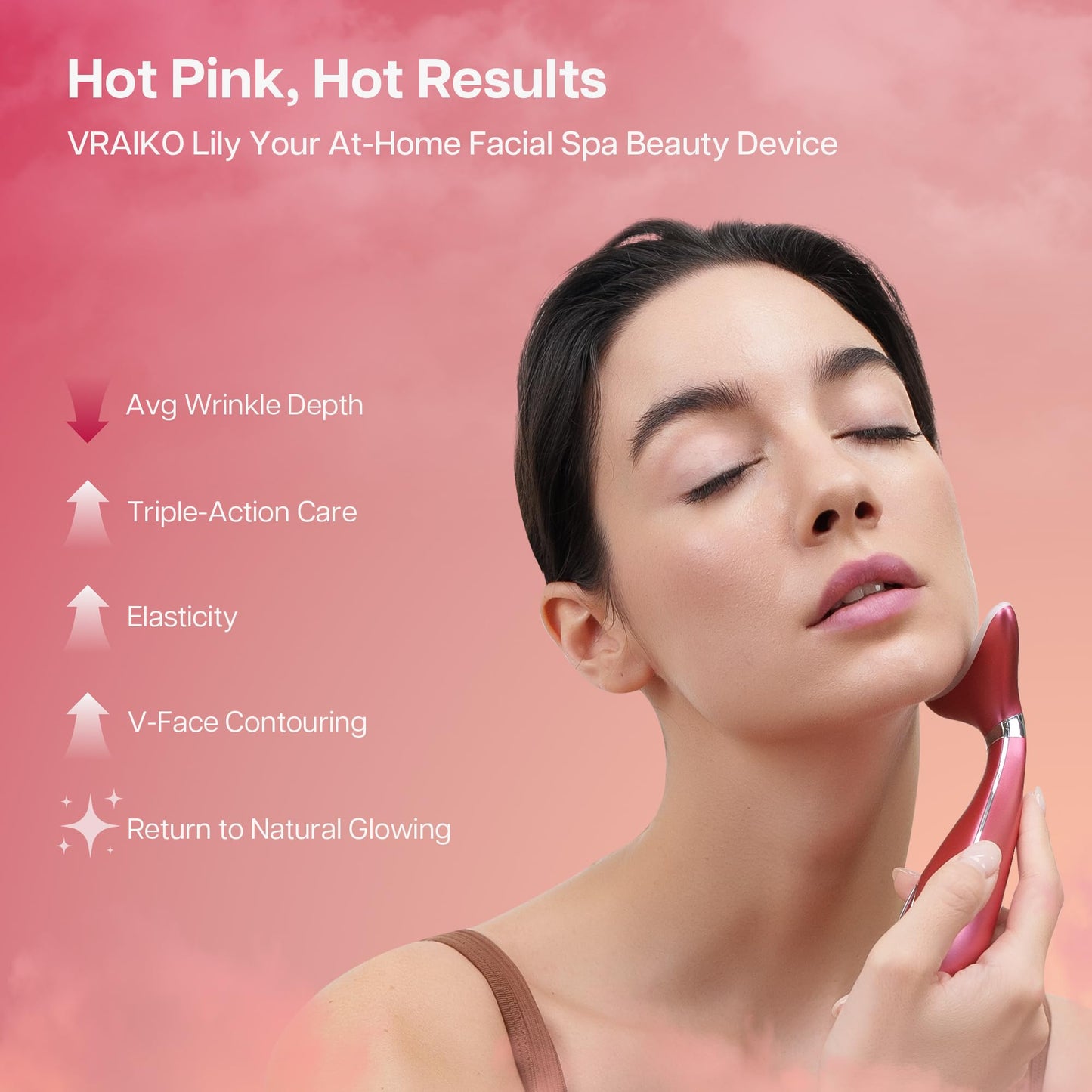 VRAIKO Lily Neck Face Massager, Face Sculpting Tool, 3-in-1 Facial Device with Thermal, Triple Action Care, for Enhanced Absorption Radiance Contouring Elasticity and Lymphatic Drainage (With Stand) - Medaid International