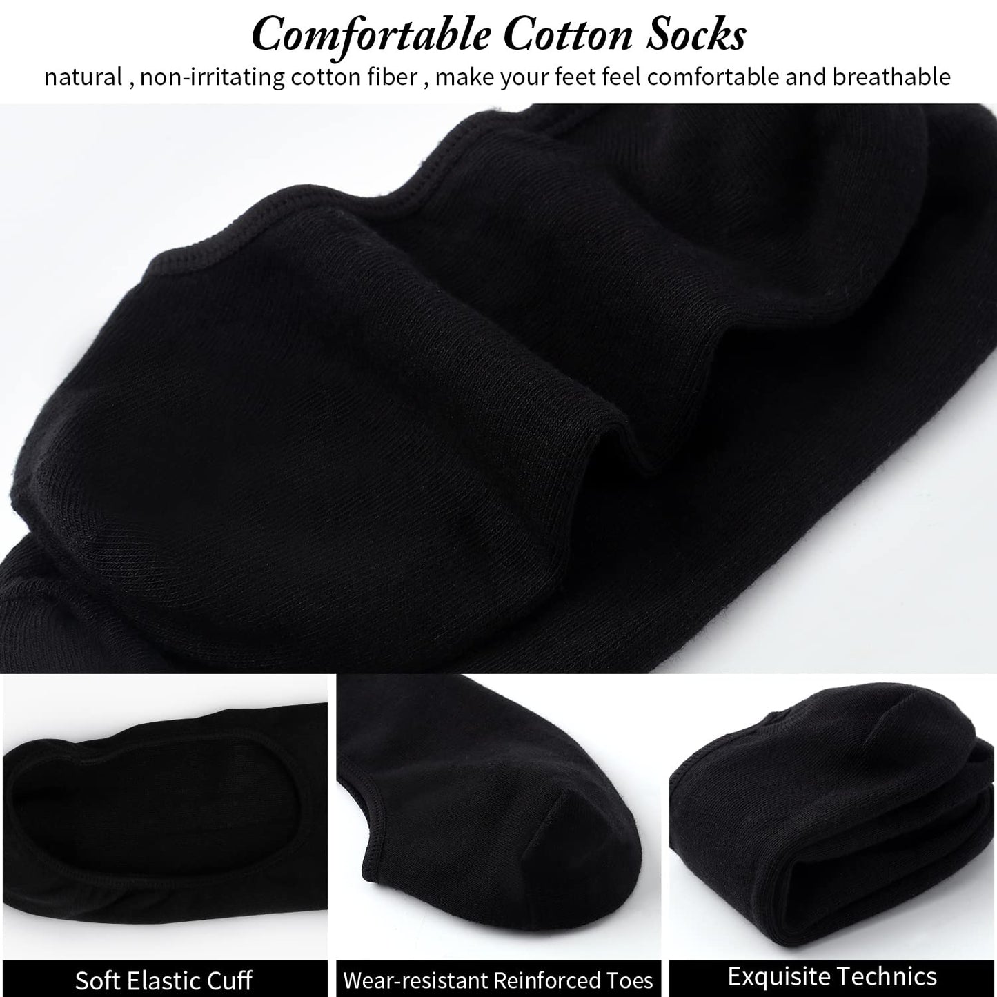 ADFOLF 6 Pack No Show Socks Mens Casual Low Cut Thin Loafers Non Slip Boat Liners (9-13, Black) - Medaid International