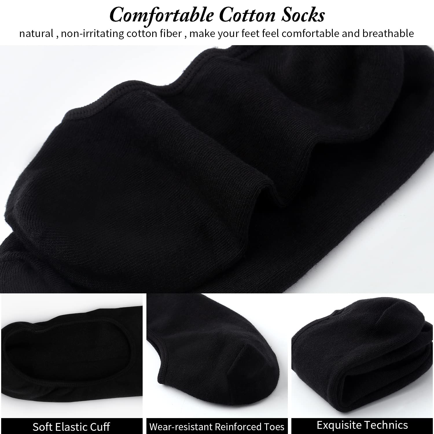 ADFOLF 6 Pack No Show Socks Mens Casual Low Cut Thin Loafers Non Slip Boat Liners (9-13, Black) - Medaid International