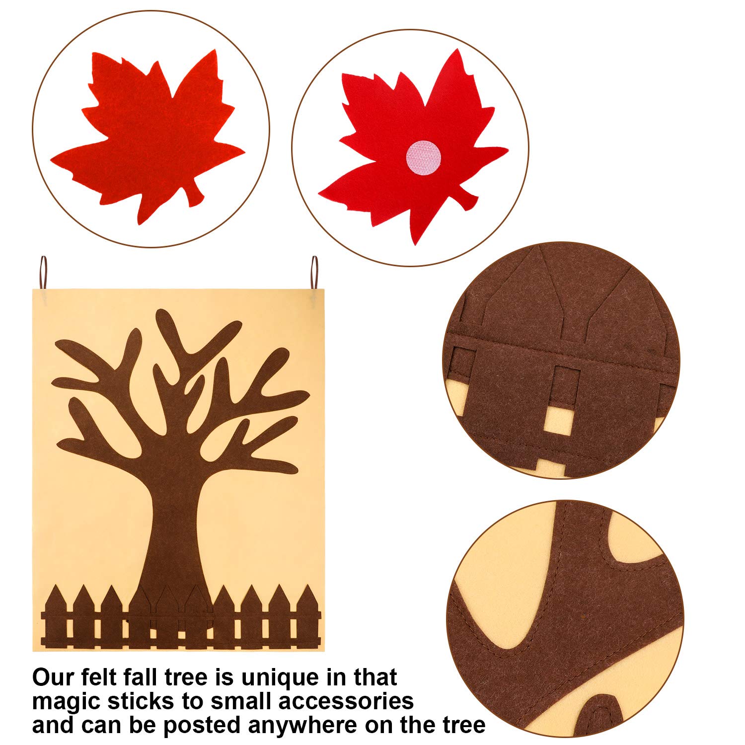 Fall Tree of Thanks Craft Kit Felt Fall Decorations Fall Tree Board with 60 Pieces Autumn Leaf Maple Leaves Ornaments Autumn Bulletin Board for DIY Craft Thanksgiving Decorations - Medaid International