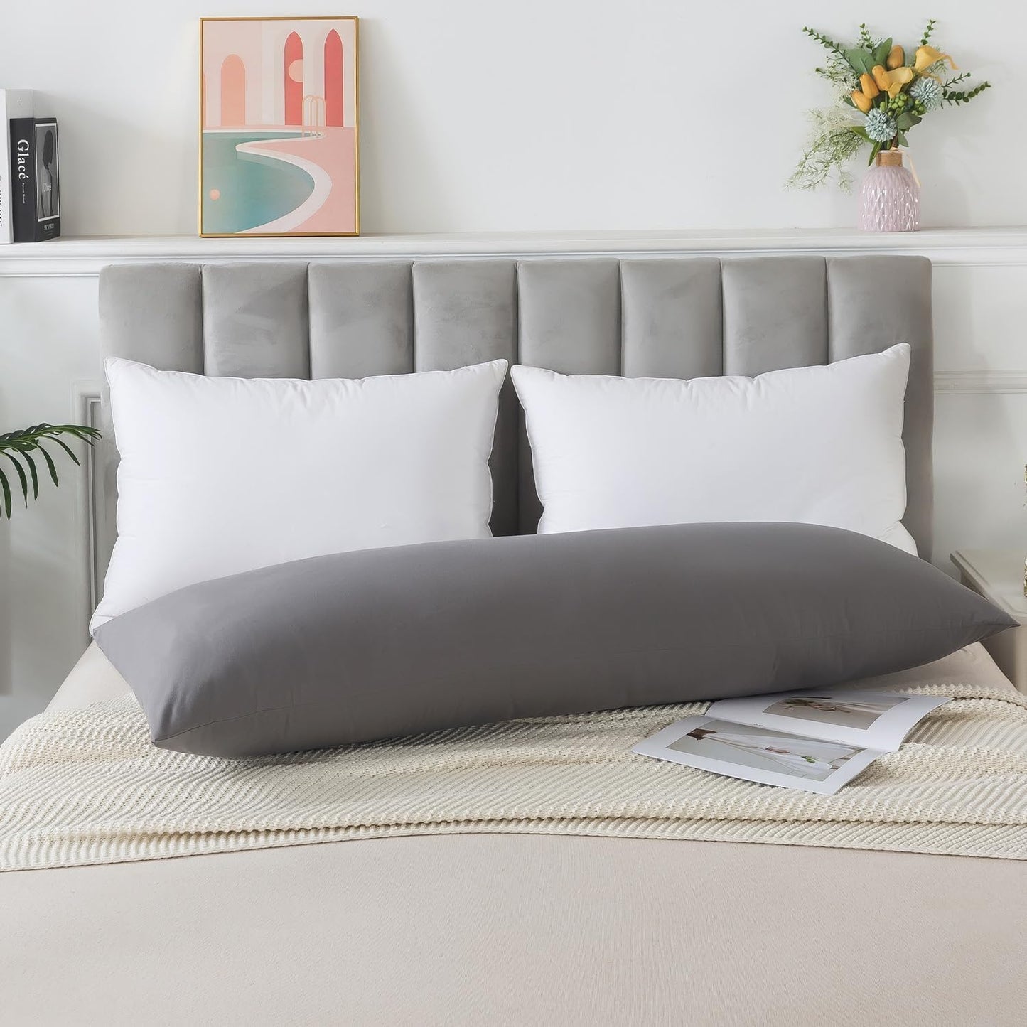 INSPIRE CRAFTER Memory Foam Body Pillow Insert, Soft Large Long Bed Pillow for Adults, Breathable Full Body Pillow, Grey - Medaid International