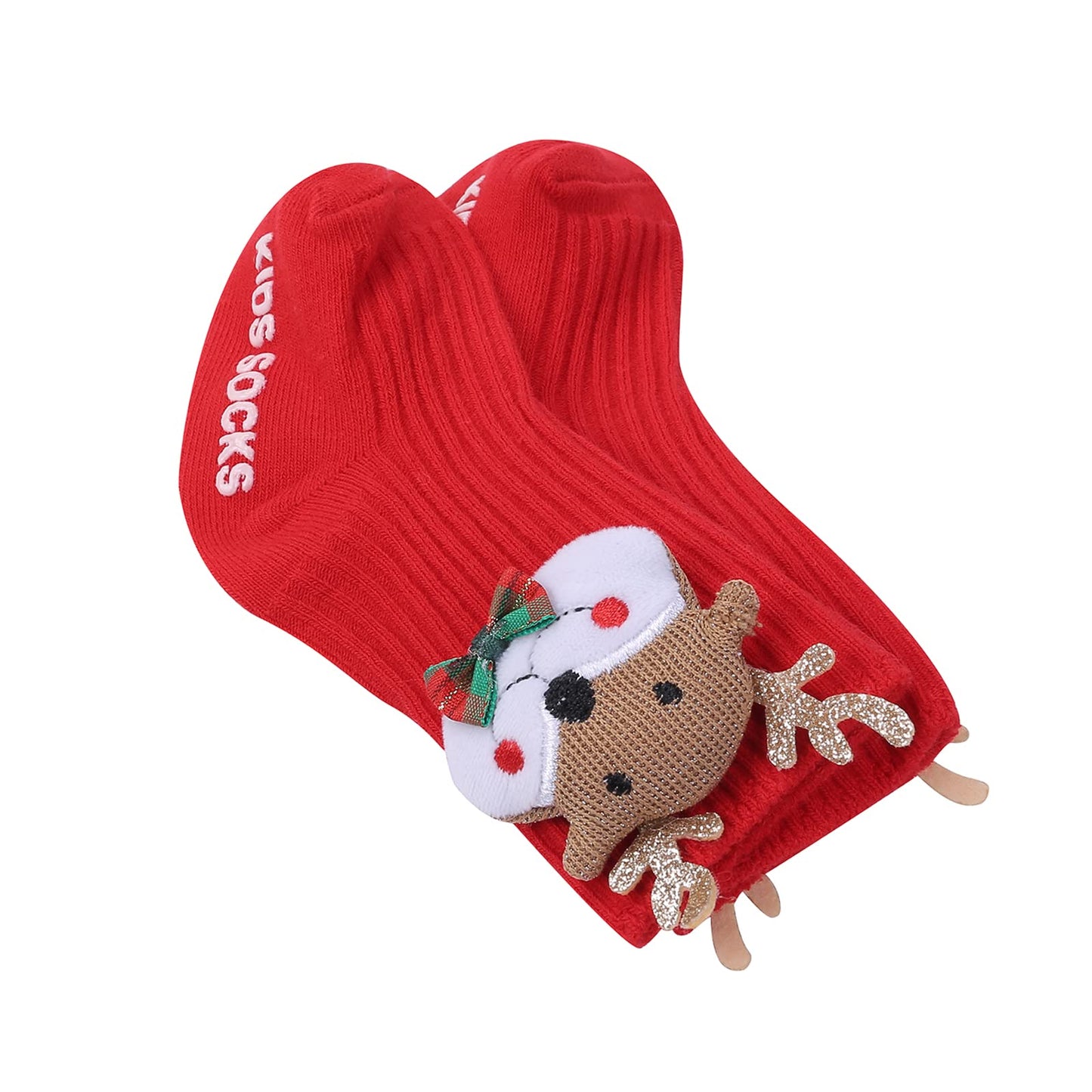 SISEY Christmas Socks for Kids Unisex Baby Toddler Kids Knitted Cotton Socks Winter Fun Socks Children Xmas Gift (Elk,2-4 T), 2-4T - Medaid International