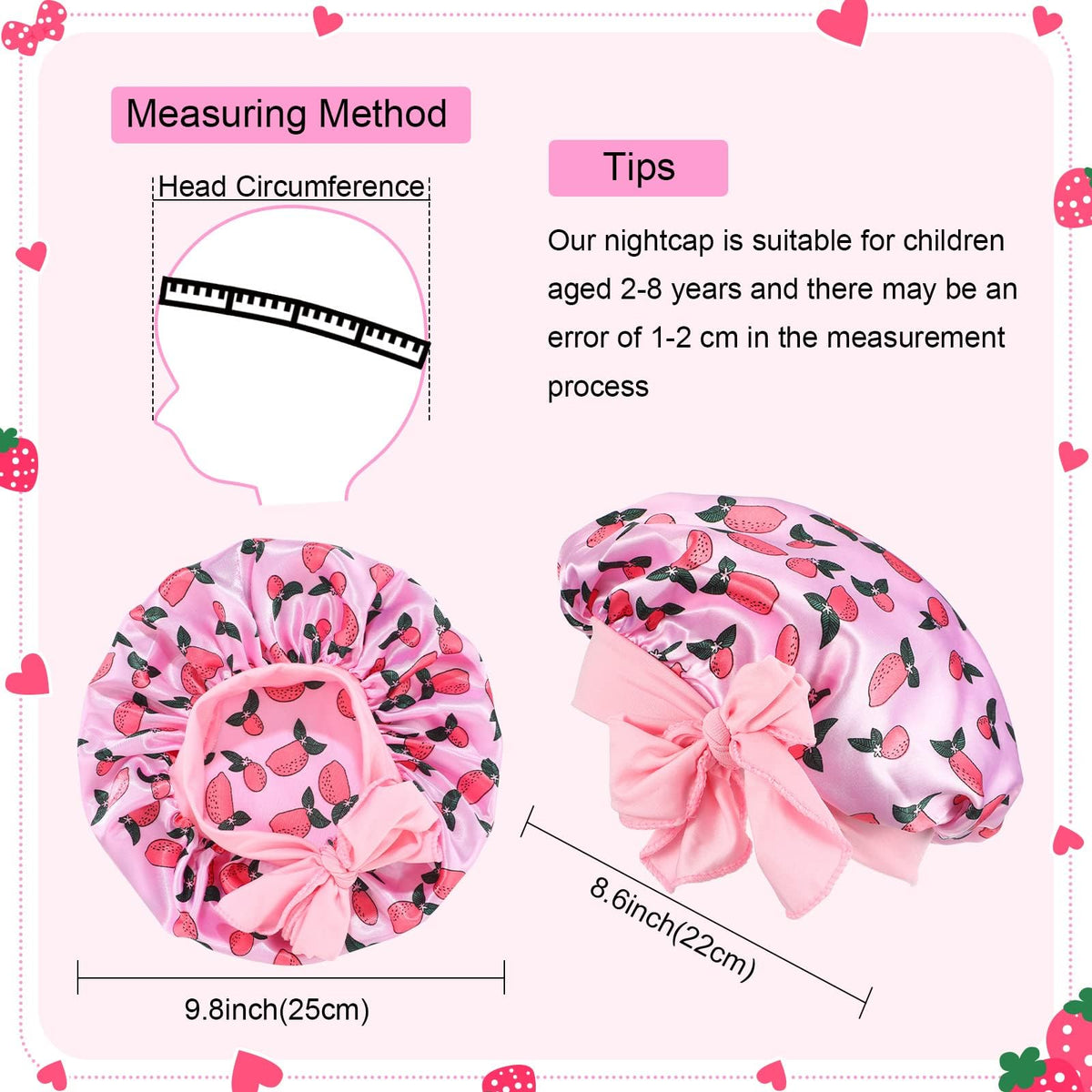 TERRIFI Kids Satin Night Cap, Soft Satin Baby Sleep Cap, Adjustable Silk Hair Cap for Girls & Boys, 5 Pcs for 1-8 Years Old