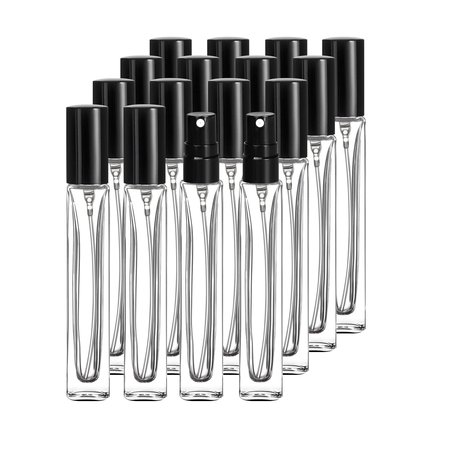 Glassfinity Travel Perfume Bottle Refillable, 16pcs 10ML Mini Glass Perfume Containers with Funnel and Label, Empty Portable Leak-proof Fragrance Bottles Spray Atomizer Pump Bottle Kit for Toiletries - Medaid International