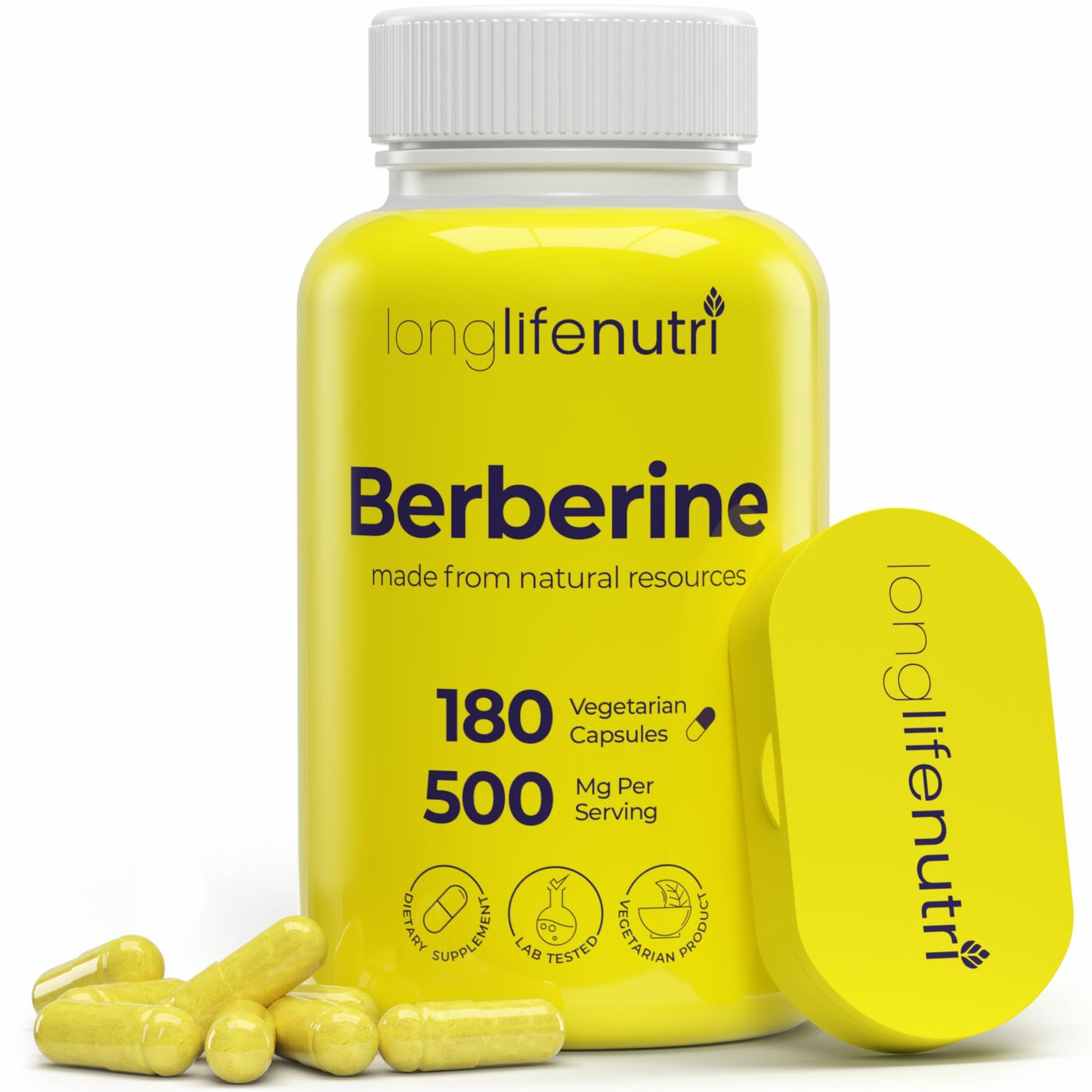 Berberine 500mg HCL Extract – from Berberis Aristata Vulgaris, 180 Vegetarian Capsules, Digestive Supplement for Overall Well-Being, 6-Month Supply, Non-GMO,1000mg per Serving, GMP Certified, USA Made - Medaid International