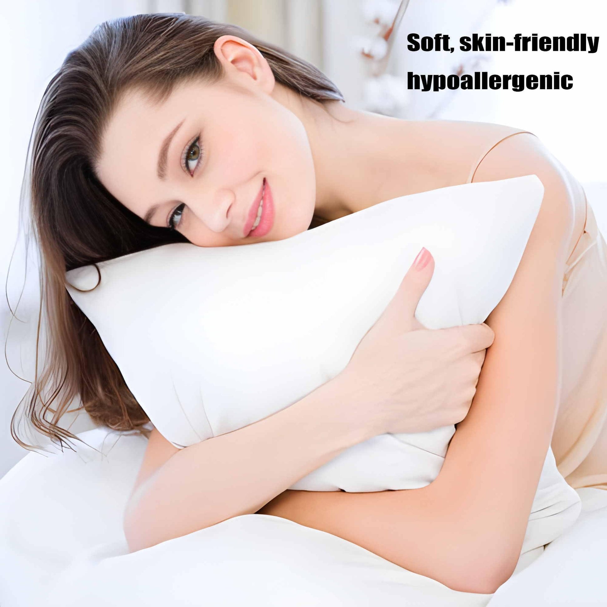 Ultra Thin Flat Soft Bed Pillows Standard Size Set of 2 Pack for Sleeping 20"x26", Hypoallergenic Skin Friendly Machine Washable - Medaid International