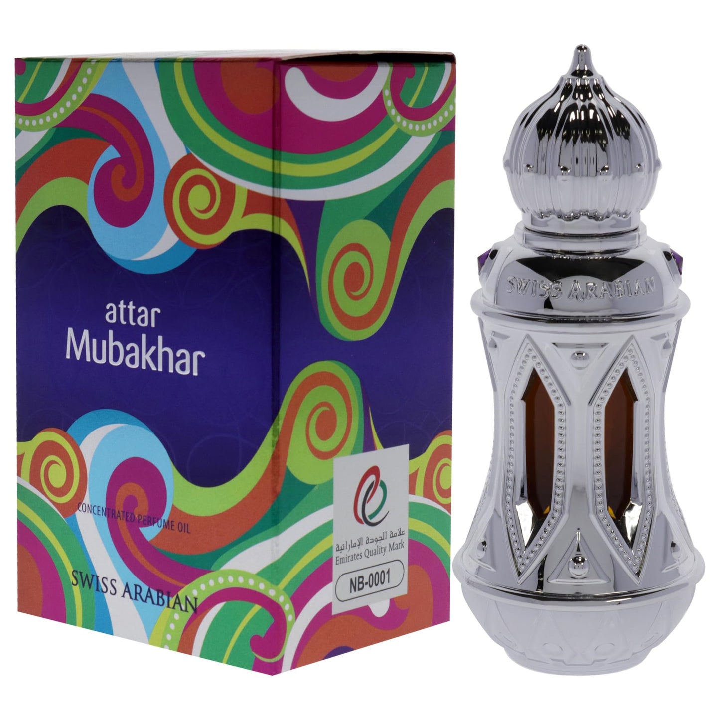 Swiss Arabian Attar Mubakhar - Luxury Products From Dubai - Long Lasting Perfume Oil for Unisex - Blend of Bergamot, Mandarin, Jasmine and Patchouli - Perfect for Date Night or Evening Out - 0.67 oz - Medaid International