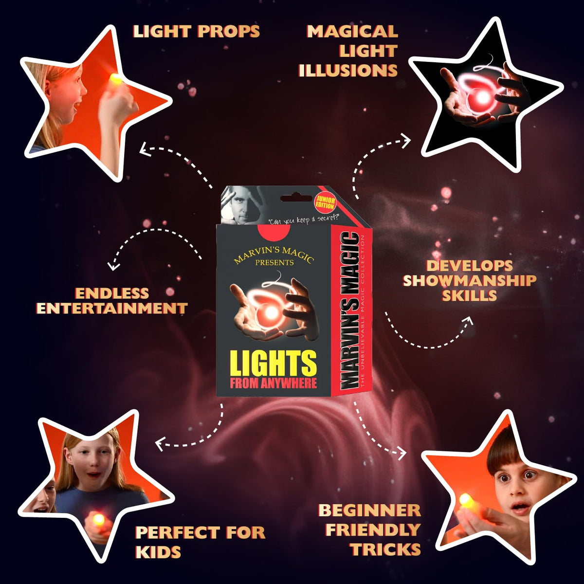 Marvin’s Magic Signature Lights from Anywhere Junior – Magical Light Illusion Trick Set with Props & Instructions