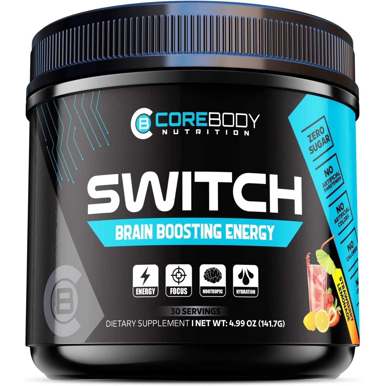 Switch, Brain Boosting Nootropic Energy Supplement, Increase Mental Focus & Cognitive Function, Enhances Mood & Memory, Alpha GPC, Ashwagandha, Sugar Free Energy Powder-Keto - Medaid International