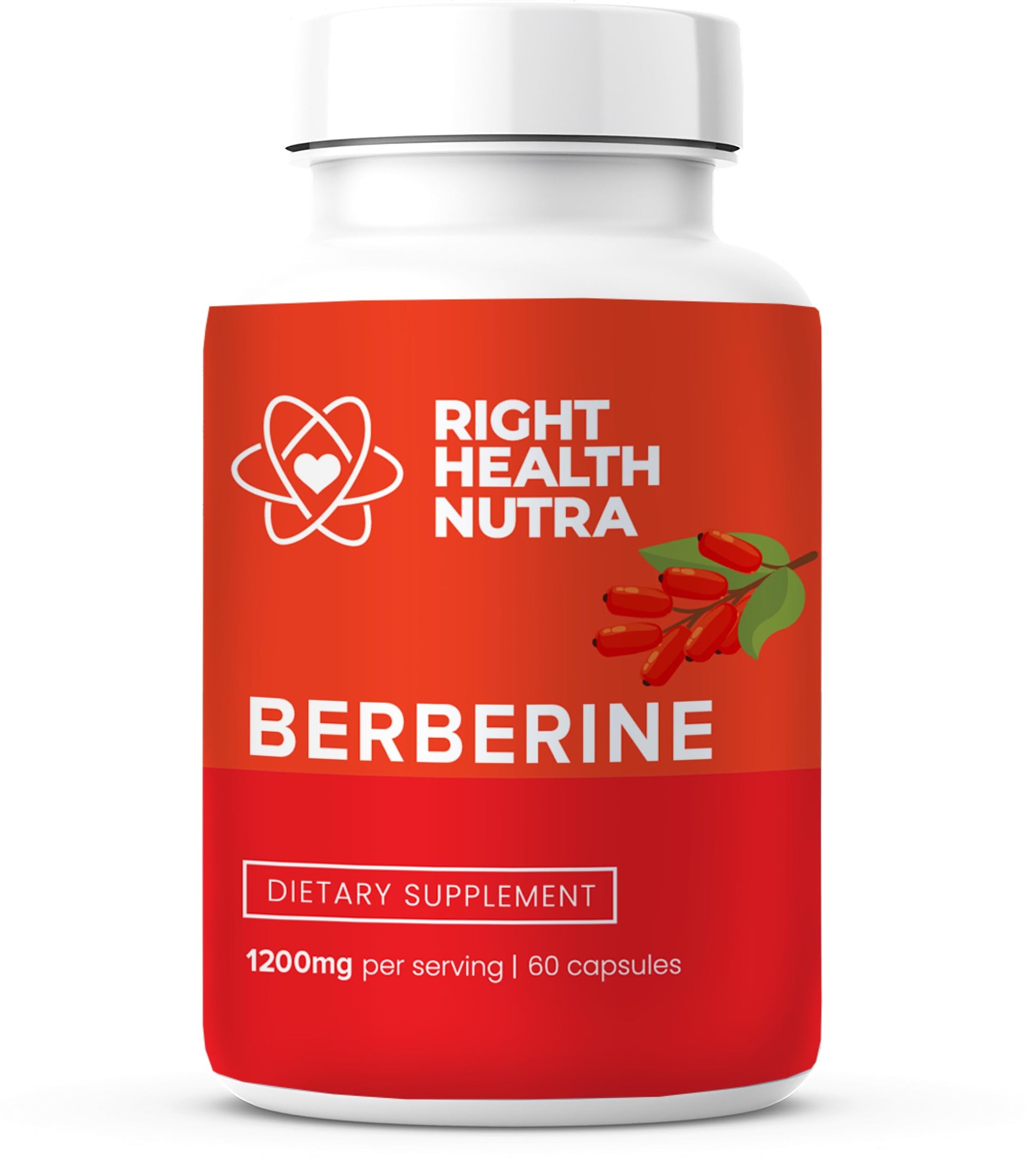 Right Health Nutra - Berberine 1200mg - 60 Capsules - Pure, Natural Support for Fighting Free Radicals, Boost Immunity & Balance Microbiome - Vegan & Natural Berberine Capsules - Medaid International