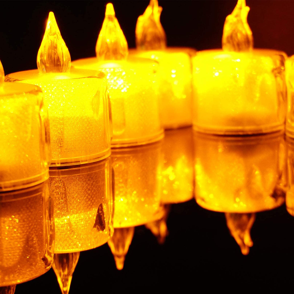 LED Tea Lights, 12 Pcs Gold Flameless Battery Operated Votive Tealights Candle, Small Electric Fake Tea Candle Realistic for Wedding, Table, Festival Celebration (Warm White, No Flash)