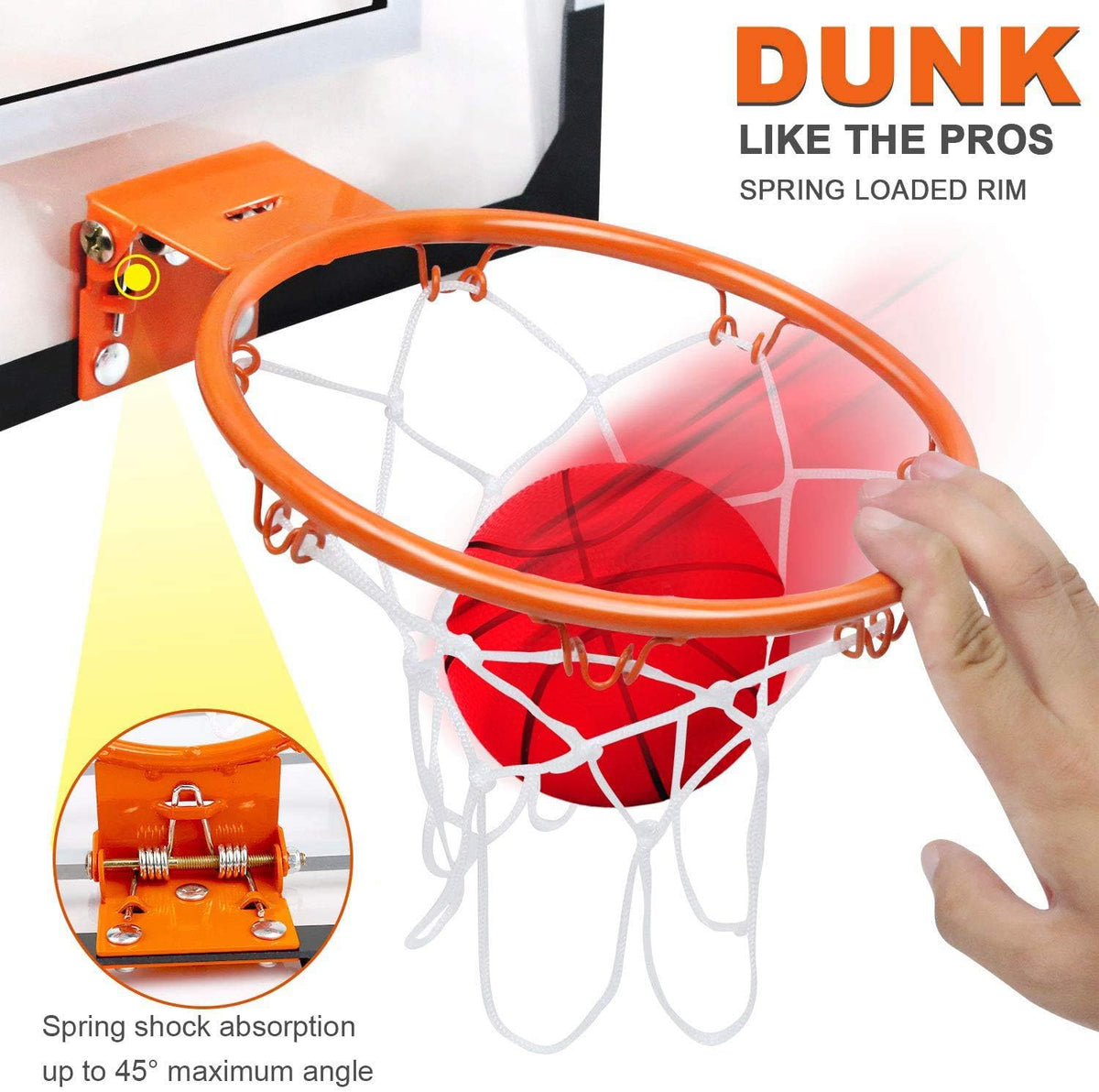 KASTWAVE Mini Basketball Hoop for Kids | Wall Mounted Basketball Hoop Includes Basketball and Net | Indoor Outdoor Sport Games for Boys Girls