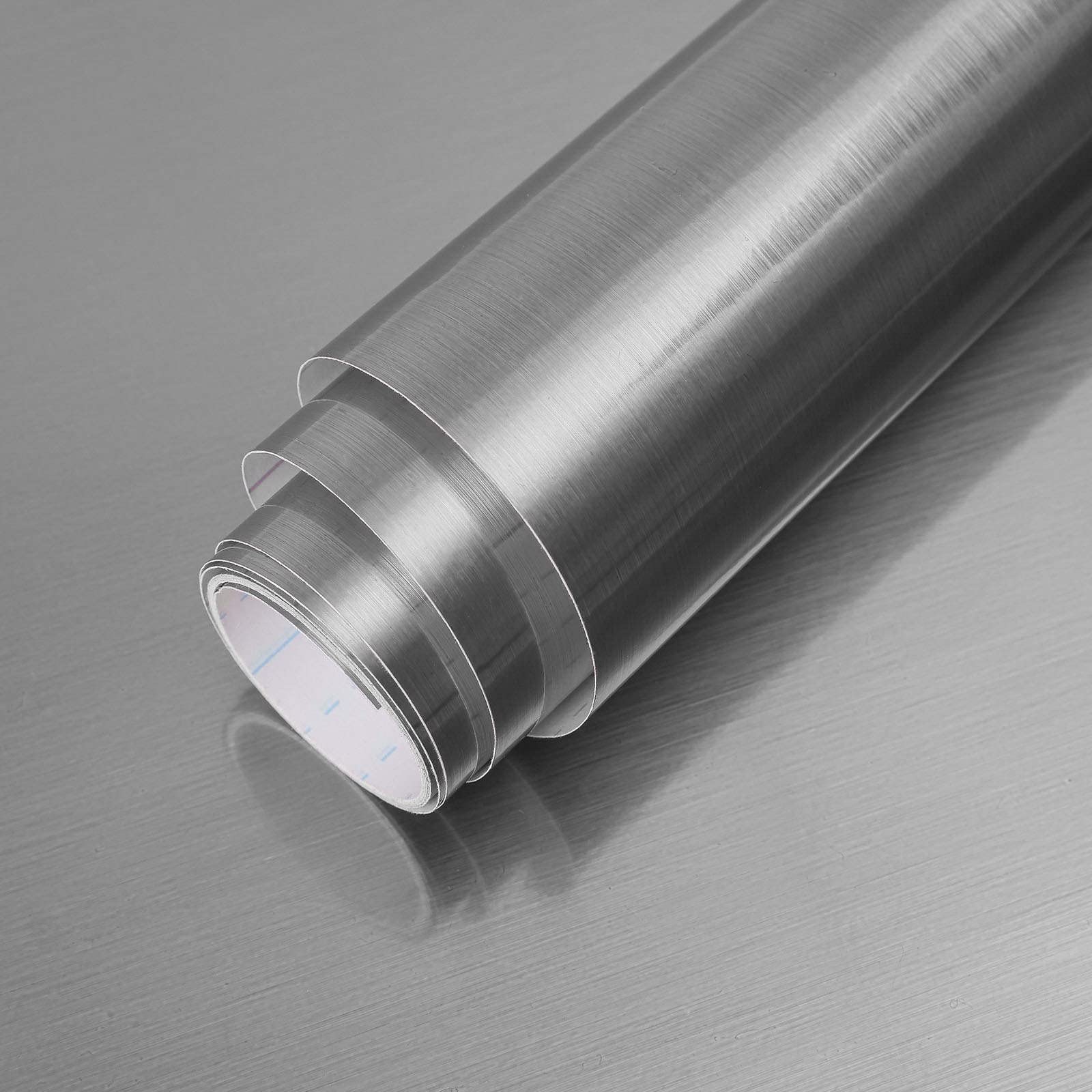 Silver Stainless Steel Wallpaper Self-Adhesive Cleanable Removable Peel and Stick 17.71" X 196.8" Refrigerator Speaker Oven Appliances Furniture Renovation Bathroom Kitchen - Medaid International