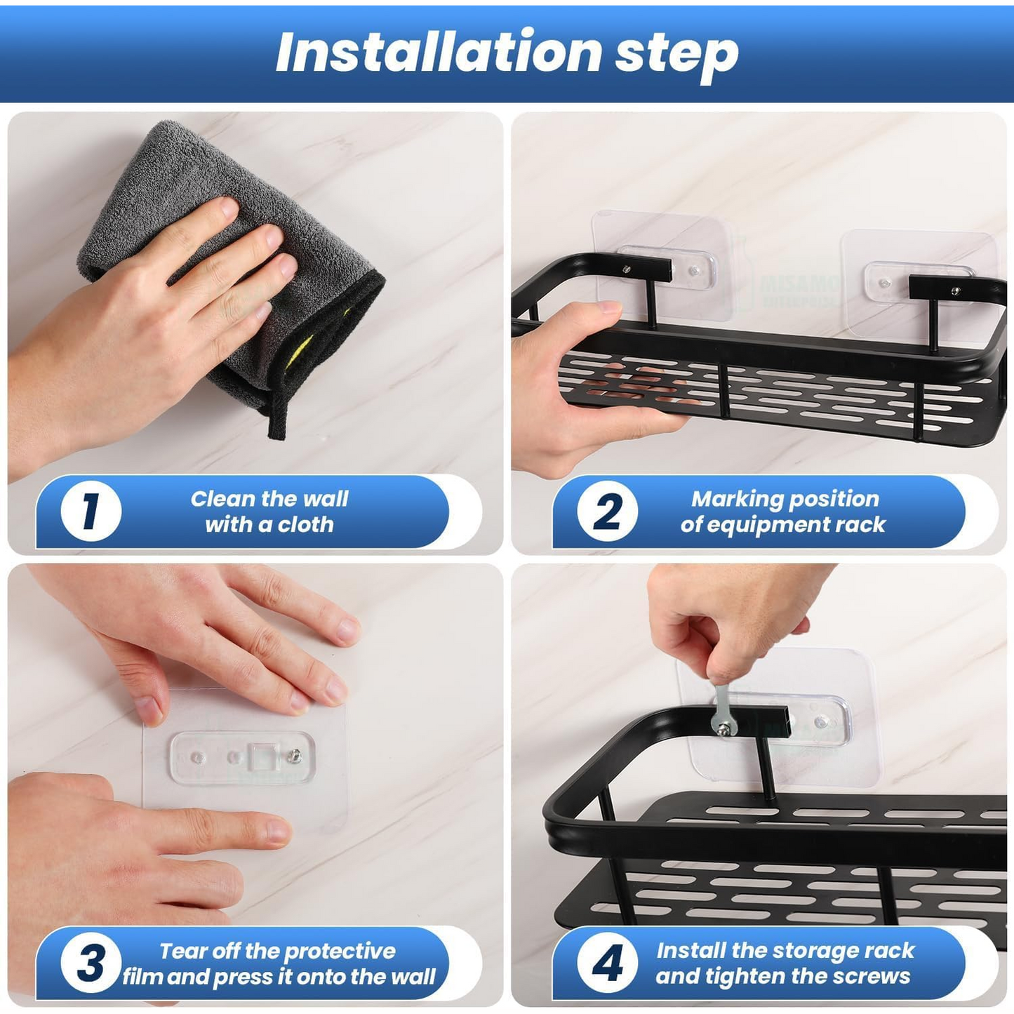 Aluminium Bathroom Shelf Self Adhesive for Wall Shelf Organizer