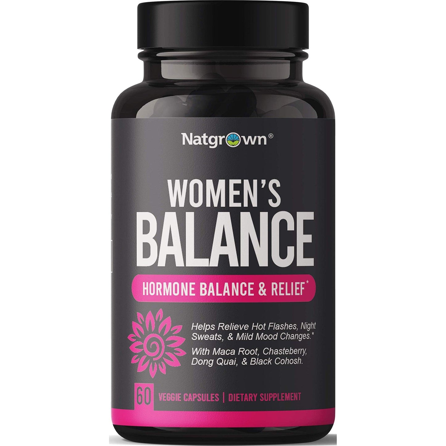 Natgrown Hormone Balance for Women PMS & Menopause Supplement for Fertility Hormonal & Menstrual Support, Helps Relief Hot Flashes - Maca Root, Vitex, Dong Quai & Black Cohosh Complex -Vegan Capsules - Medaid International