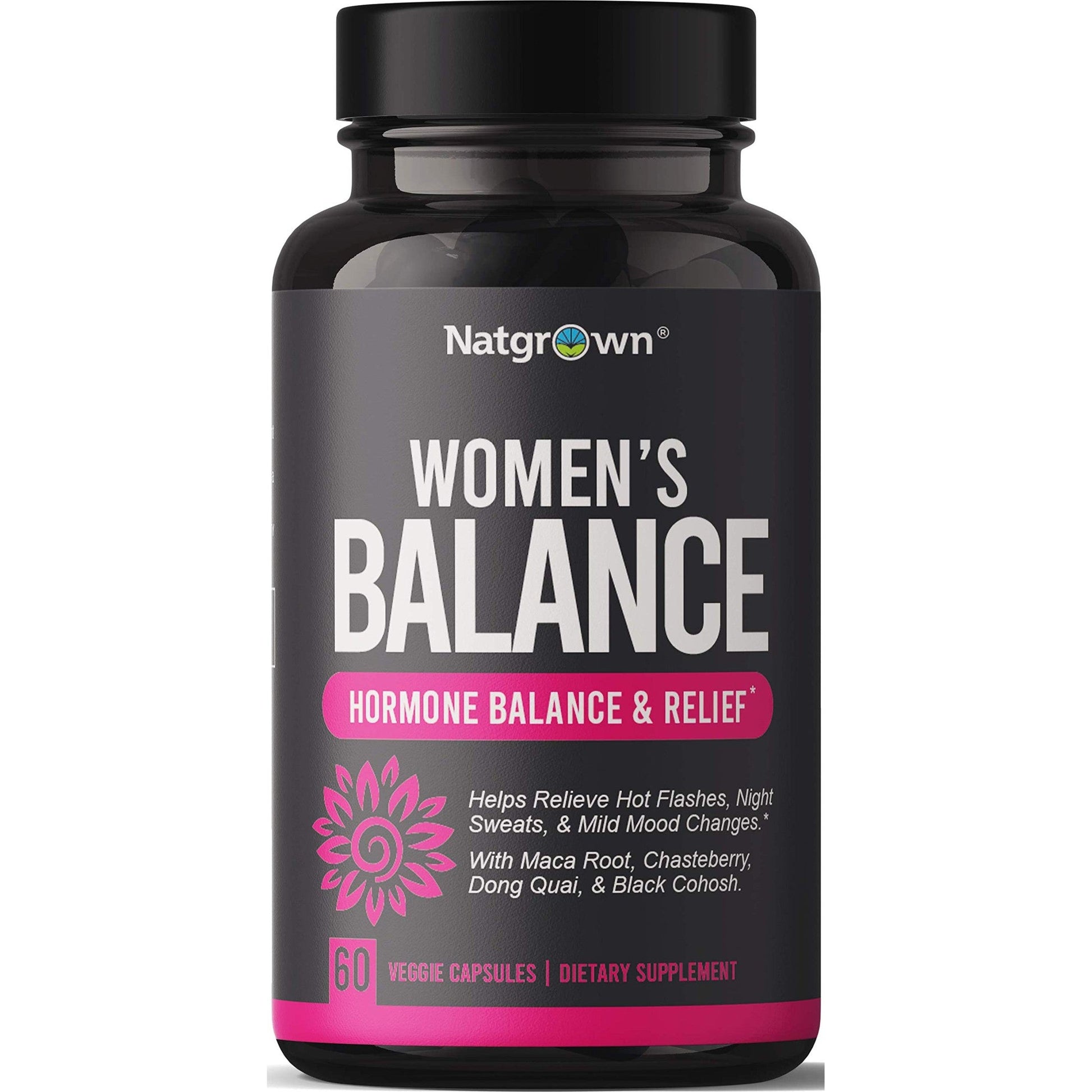 Natgrown Hormone Balance for Women PMS & Menopause Supplement for Fertility Hormonal & Menstrual Support, Helps Relief Hot Flashes - Maca Root, Vitex, Dong Quai & Black Cohosh Complex -Vegan Capsules - Medaid International
