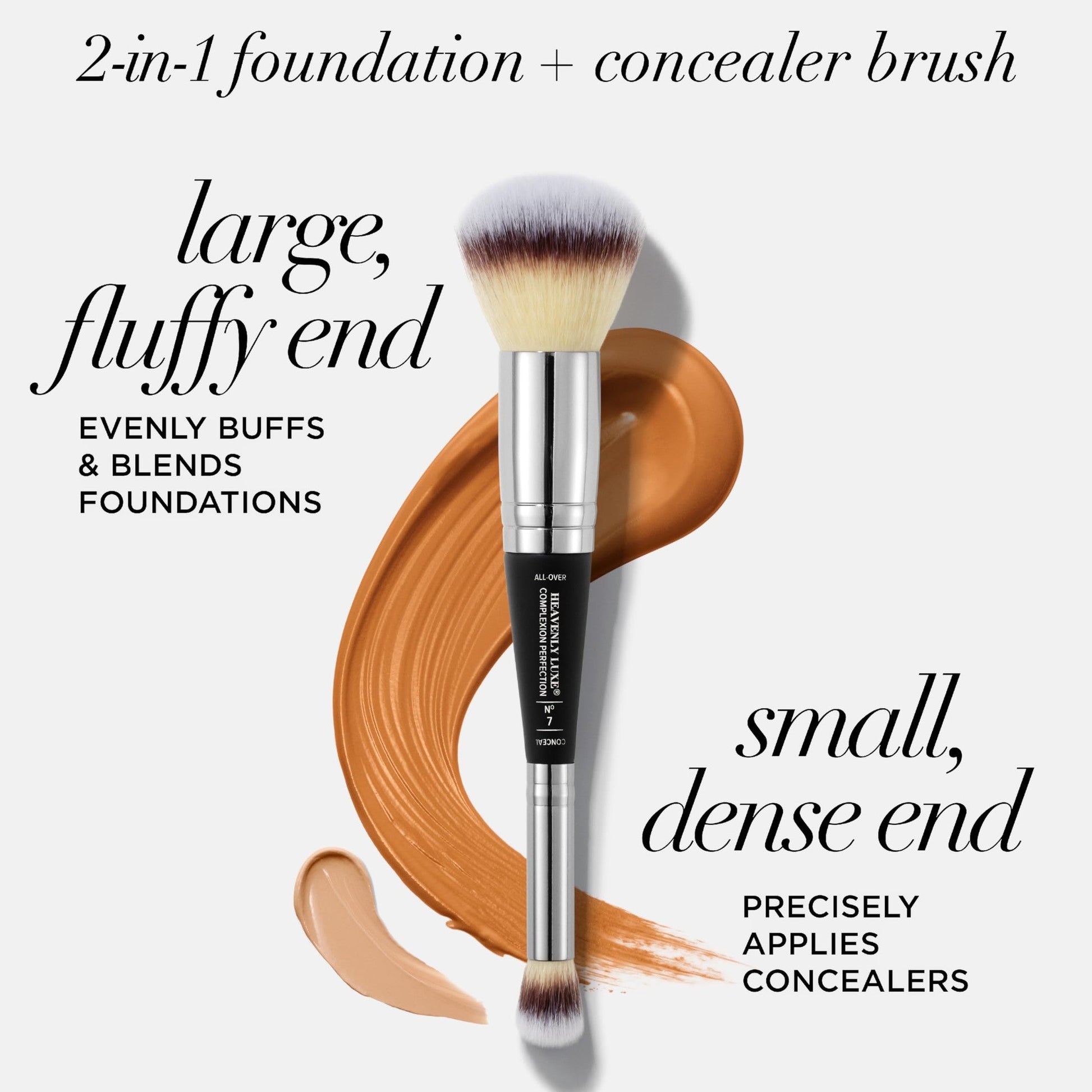 IT Cosmetics Heavenly Luxe Complexion Perfection Brush #7 - Dual-Ended Premium Makeup Brush for Foundation Concealer & Contour, Ultra-Soft Synthetic Fibers, Airbrush Finish, Pro-Hygienic, Cruelty-free - Medaid International