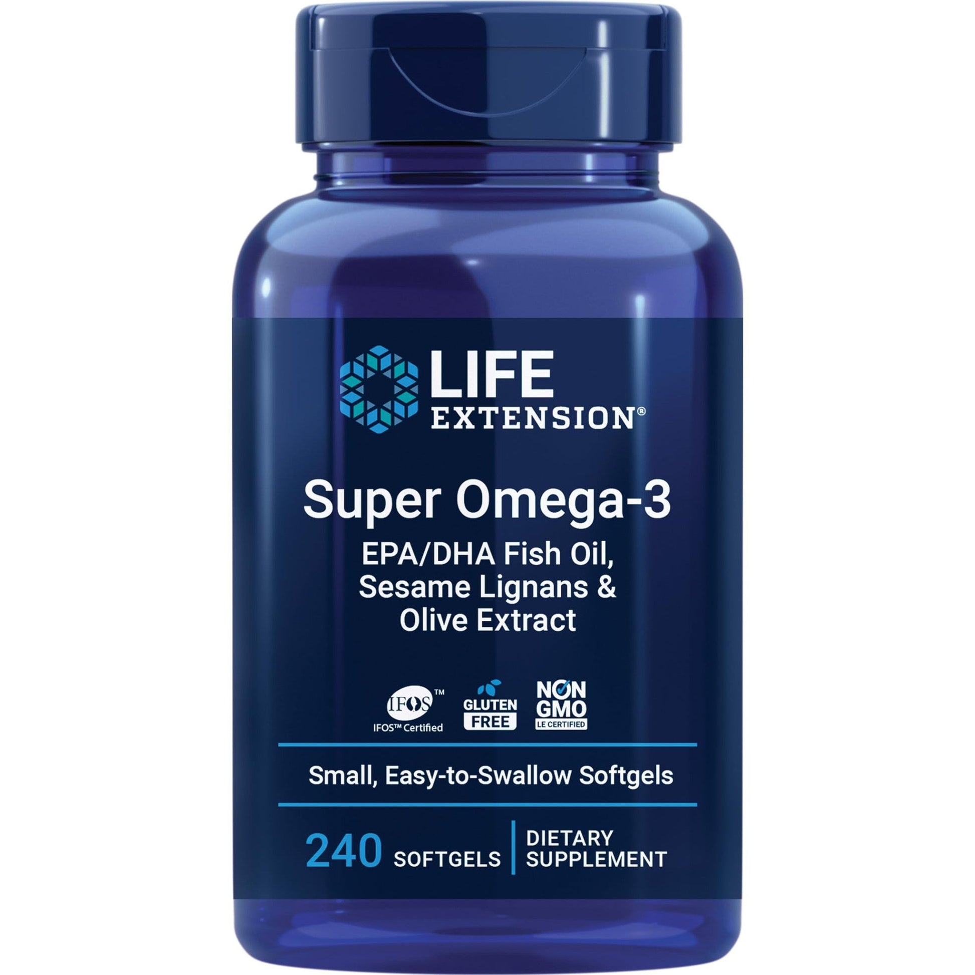 Life Extension Super Omega-3 EPA/DHA Fish Oil, Sesame Lignans & Olive Extract – Heart Health, Brain Health, Inflammation Health Support, Gluten-Free, Easy to Swallow, Non-GMO, 240 Softgels - Medaid International