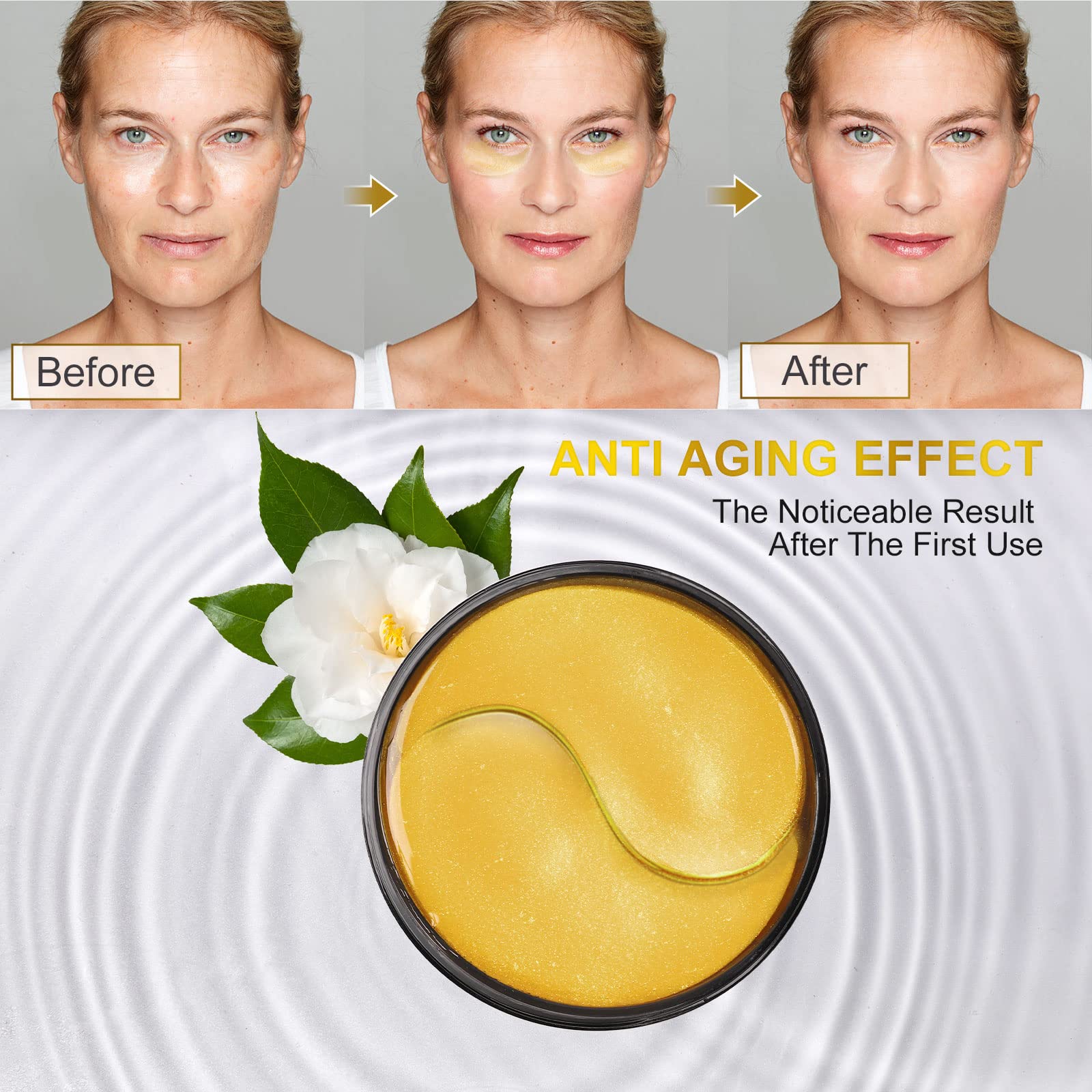 Fivewan 24k Gold Under Eye Patches - 60 Pcs Eye Mask Pure Gold Anti-Aging Collagen Hyaluronic Acid Under Eye Mask for Removing Dark Circles, Puffiness & Wrinkles Refresh Your Skin - Medaid International