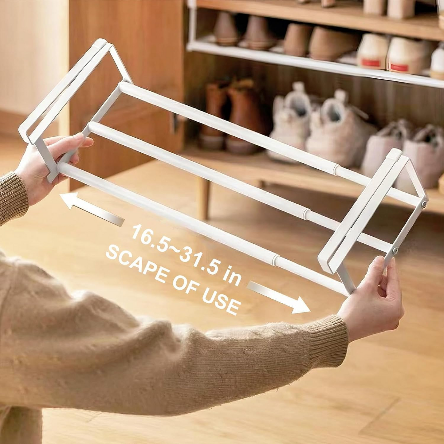 Expandable Shoe Rack Organizer - Adjustable Shoe Rack & Under Cabinet Shelf
