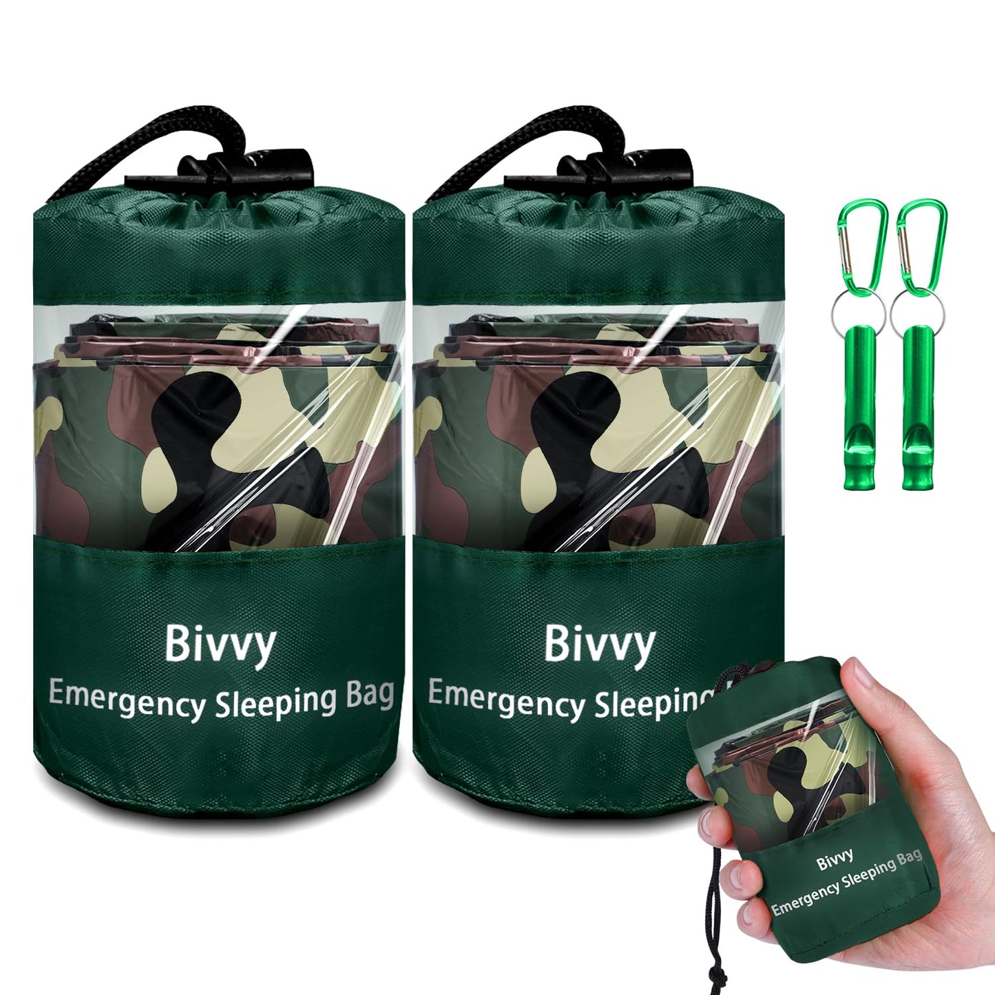 Emergency Sleeping Bag Survival Bag, Cymuber Portable Waterproof Thermal Bivy Sacks Tac Bivvy Bags,Camping Mylar Sleeping Bag Survival Gear Emergency Blankets Survival Shelter