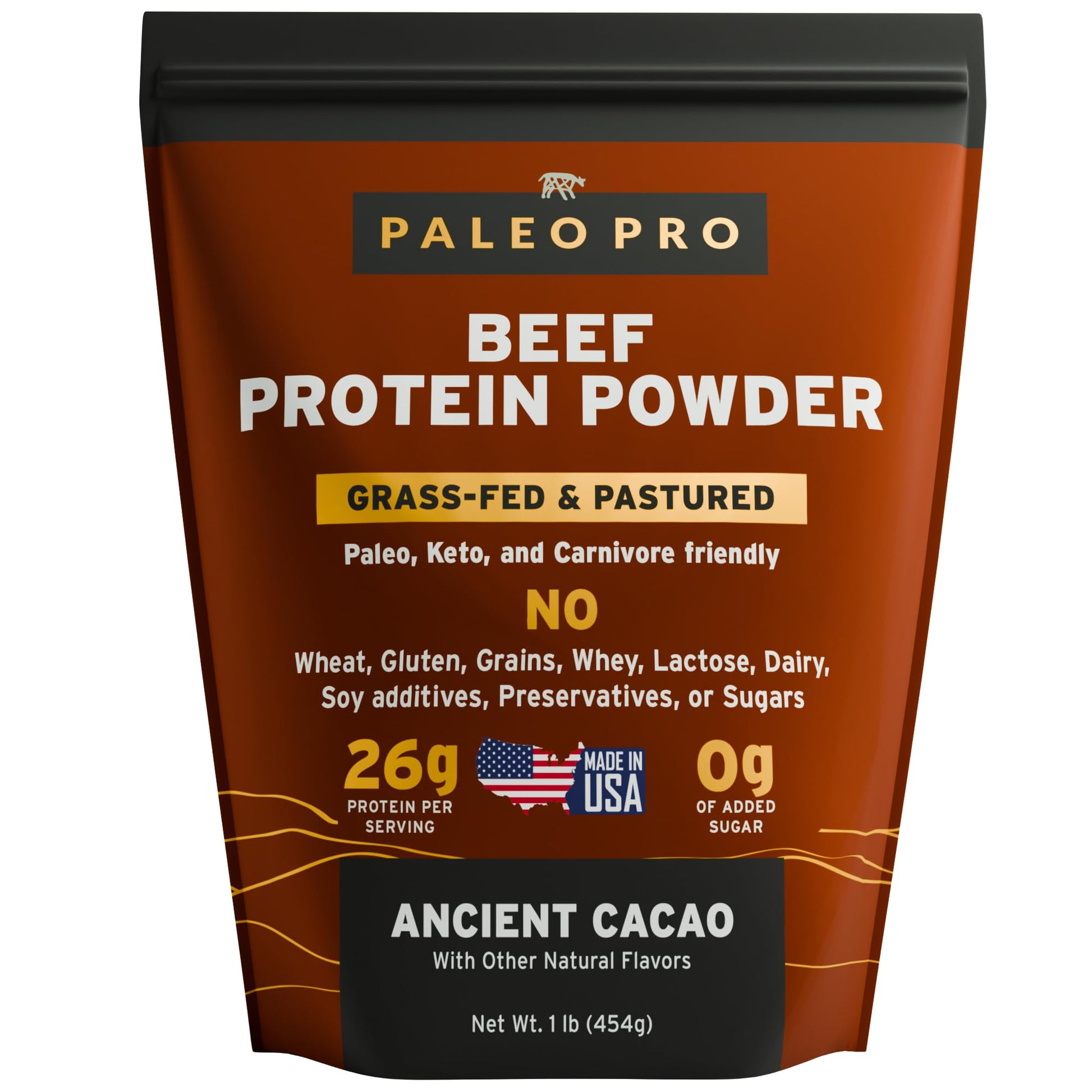 Paleo Pro Beef Protein Powder - Grass Fed Protein Powder Isolate - Pure Animal Based Pastured & Cage-Free | Dairy & Gluten Free, Natural and Clean Proteins for Paleo & Keto - 15 Days Supply (Cacao) - Medaid International