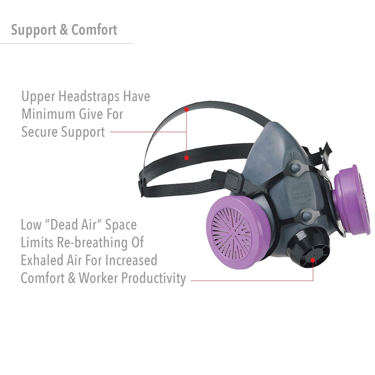 North 5500 Series Niosh-Approved Half Mask Respirator, Large (550030L)