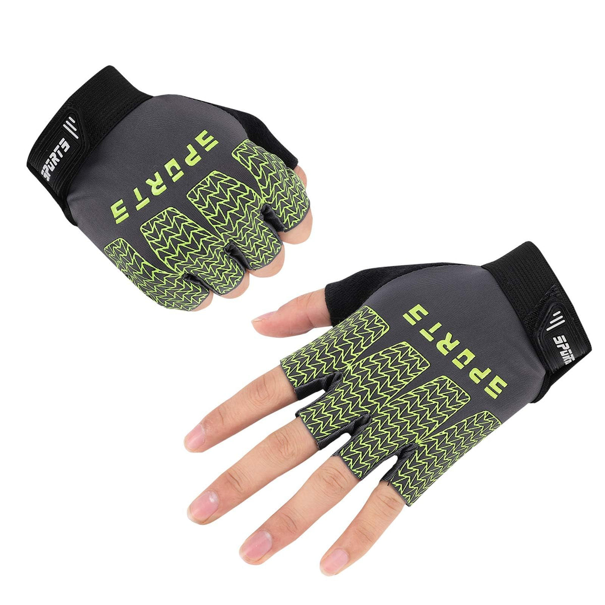 TERRIFI Kids Sport Gloves - Versatile Half Finger Gloves for Boys & Girls - Ideal for Cycling, Camping, Fishing & Outdoor Sports(Green)