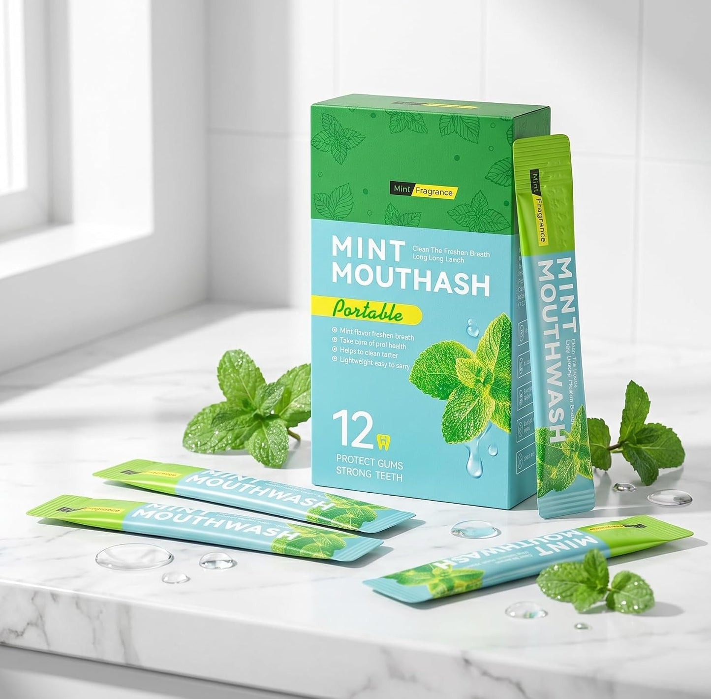 20PCS Travel Size Mouthwash Packets, Individual Disposable Mouthwash, Portable Oral Rinse for Travel, Office, Business Trips & Daily Fresh Breath(10ML, Mint)