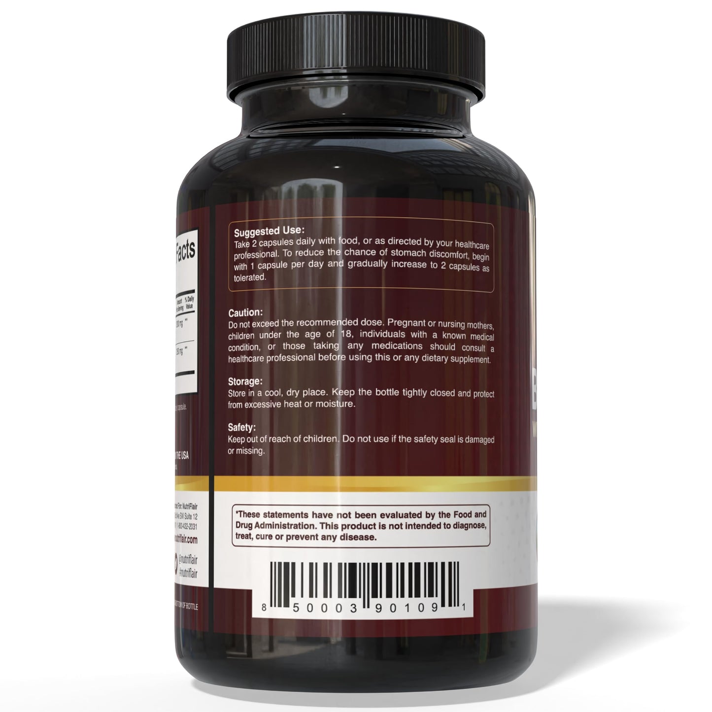 NutriFlair Berberine with Ceylon Cinnamon 1450mg Supplement – 120 Capsules | High Potency Formula with Berberine HCl & Organic Ceylon Cinnamon | Non-GMO, Vegan, Gluten-Free - Medaid International