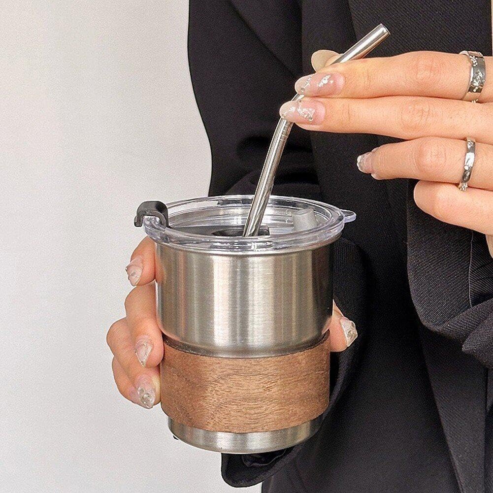 Stainless Steel Coffee Cup with Sleeves and Straw (20263c)
