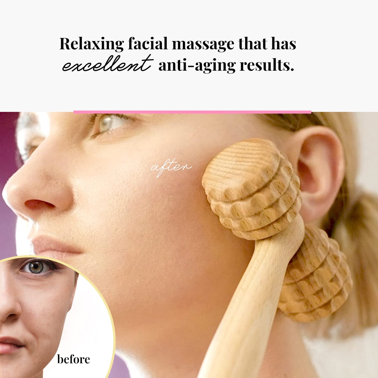 tuuli Accessories - T-Shape Massage Roller, Body and Face Roller, Multi-Functional Facial Massager, Helps Ease Muscle Tension and Supports Skin Health, Wooden Roller Massager Tool - Medaid International