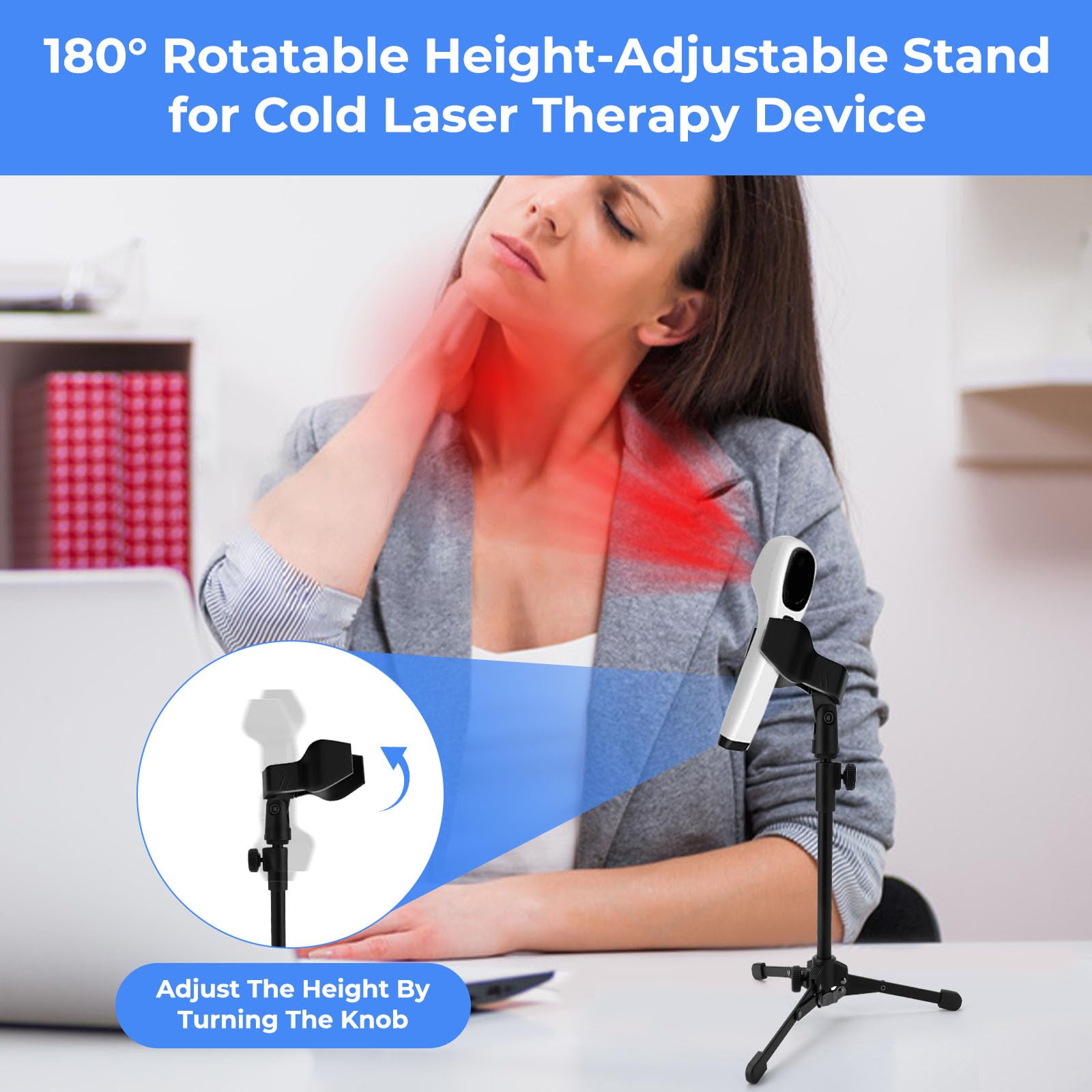 YIBEICO Holder for RedRevive Cold Laser Therapy Device, 360° Rotatable, Height Adjustable Holder for Red Light Therapy Device - Medaid International